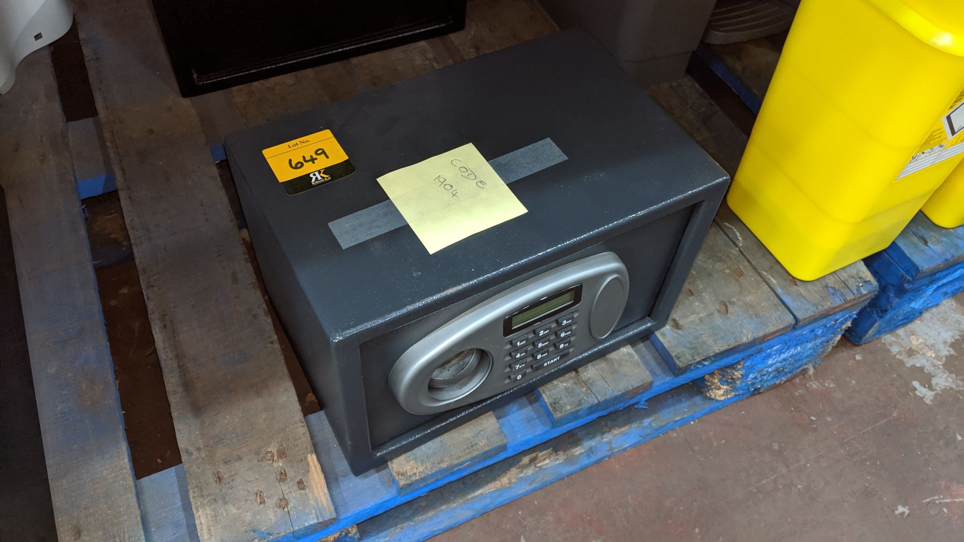 Desktop safe including combination code - no key. This is one of a large number of lots used/owned