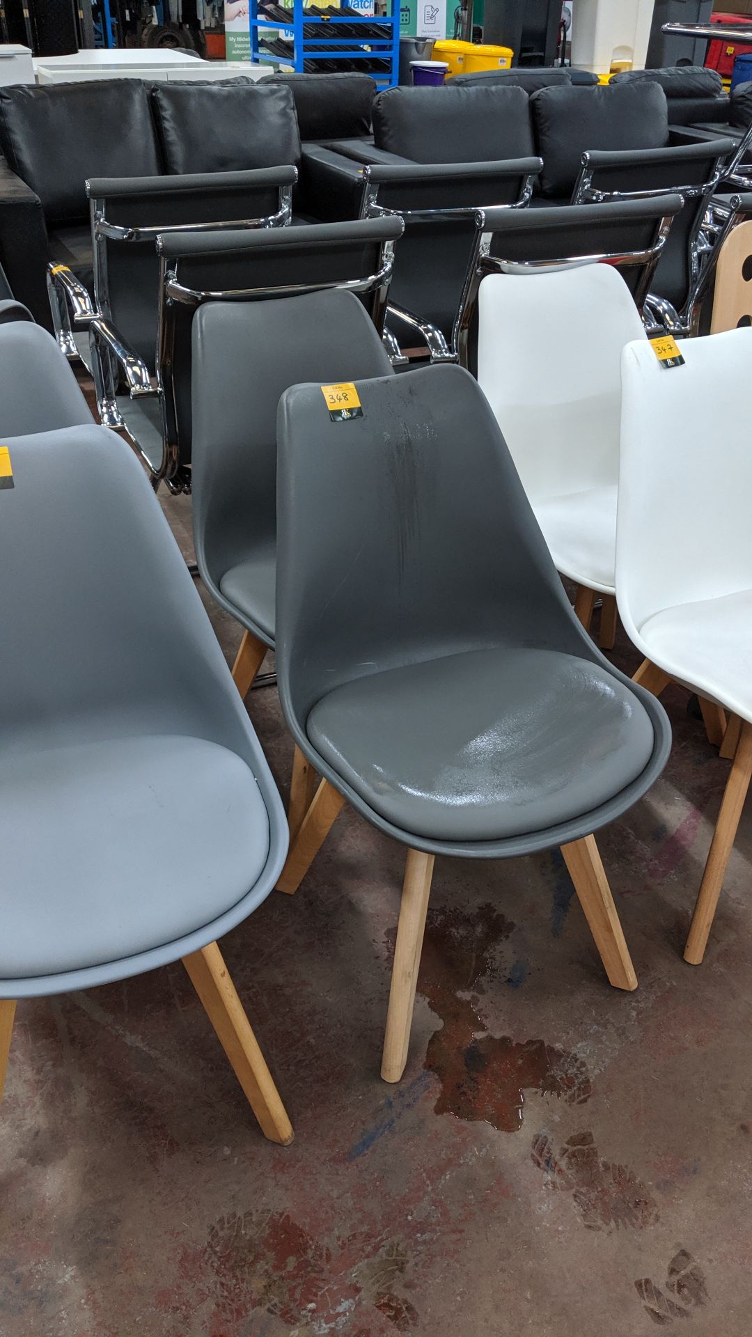 Pair of grey chairs on wooden legs with upholstered seat bases NB. Lots 347 - 349 consist of the