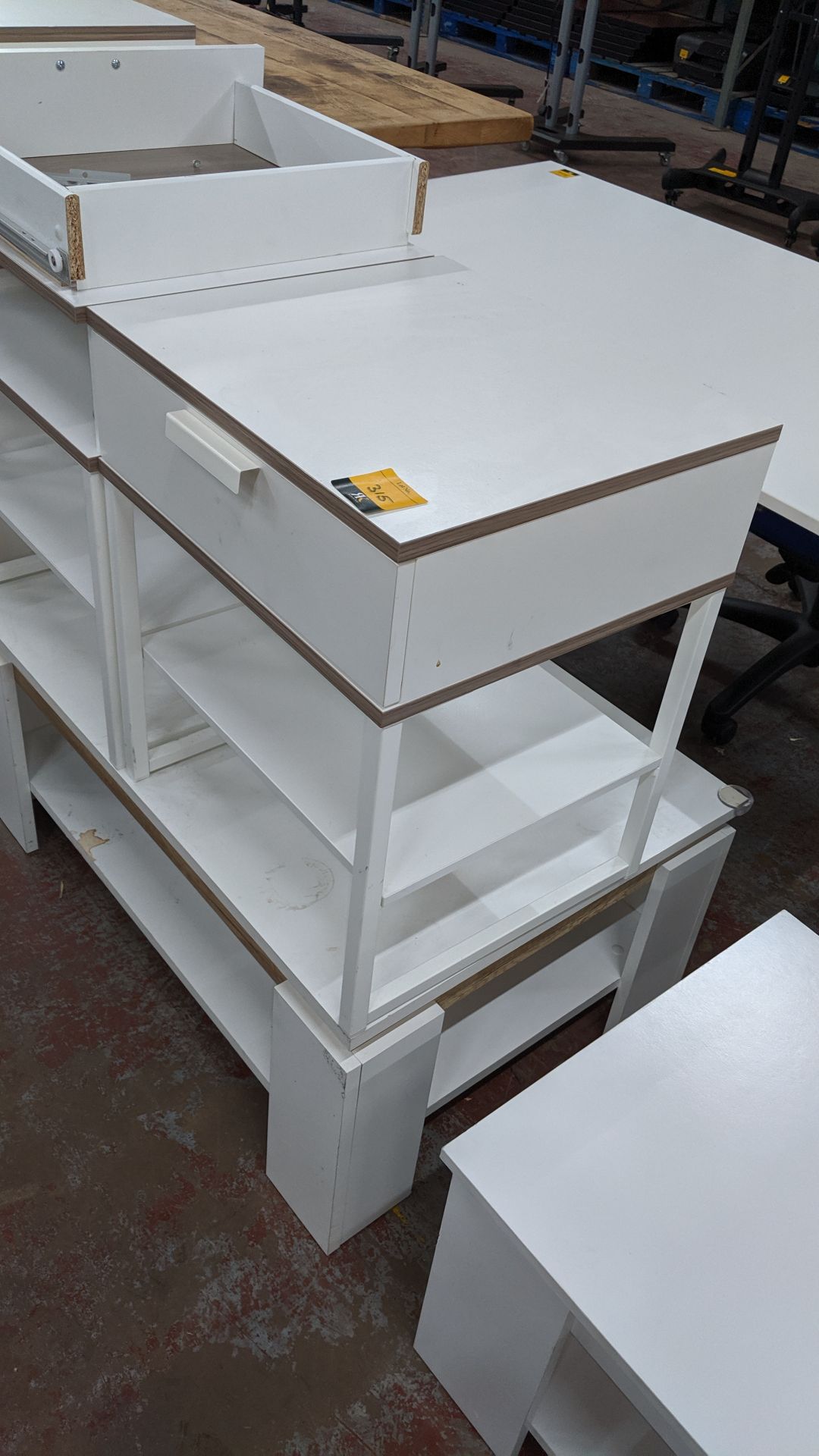 5 off white tables comprising 4 side tables each incorporating drawer plus coffee/occasional table - Image 3 of 5