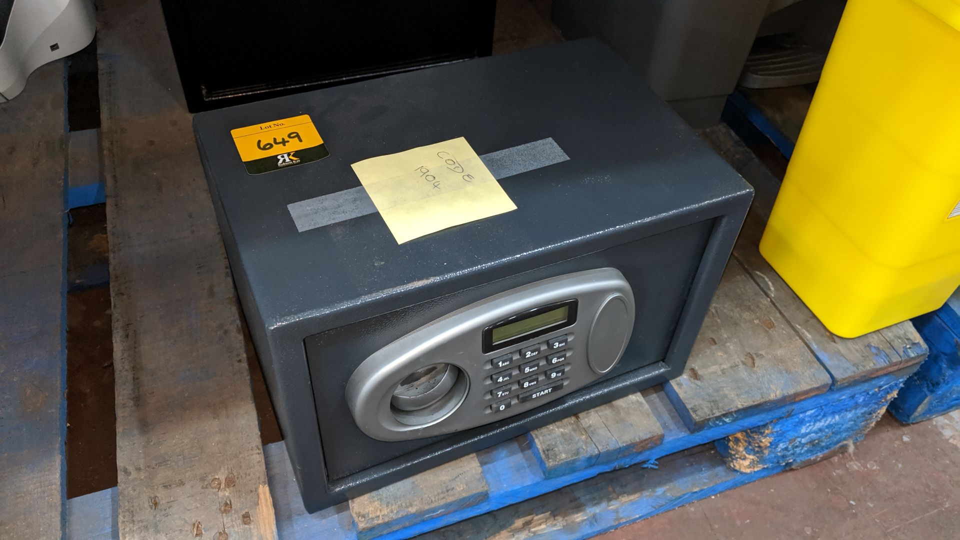 Desktop safe including combination code - no key. This is one of a large number of lots used/owned - Image 2 of 3