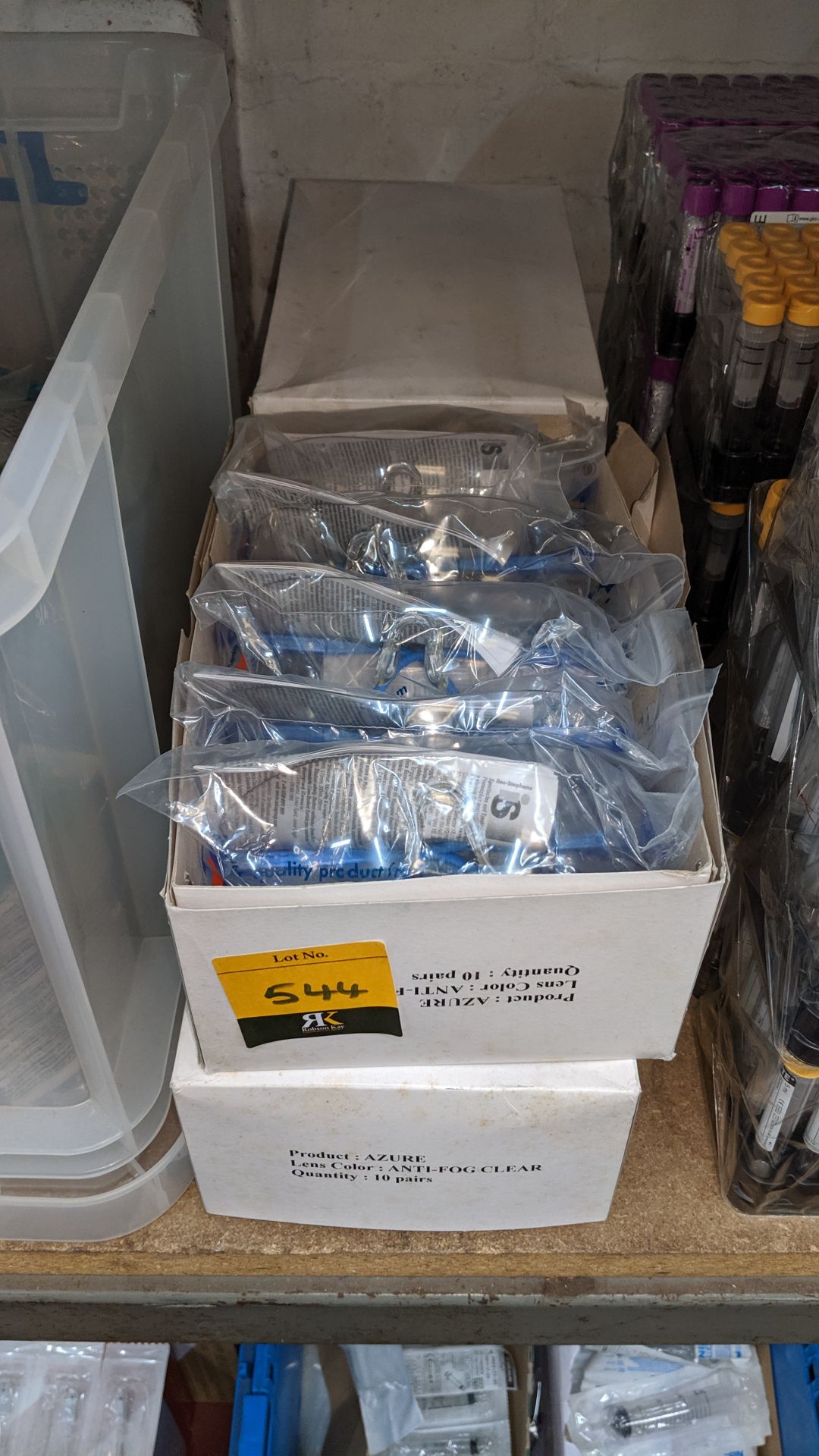 4 boxes of safety goggles. This is one of a large number of lots used/owned by One To One (North