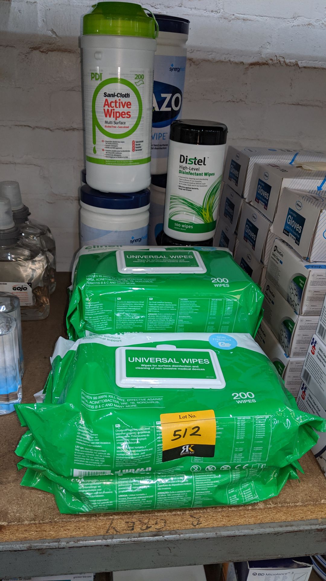 Row of assorted packets & tubs of universal & other wipes. This is one of a large number of lots - Image 2 of 5