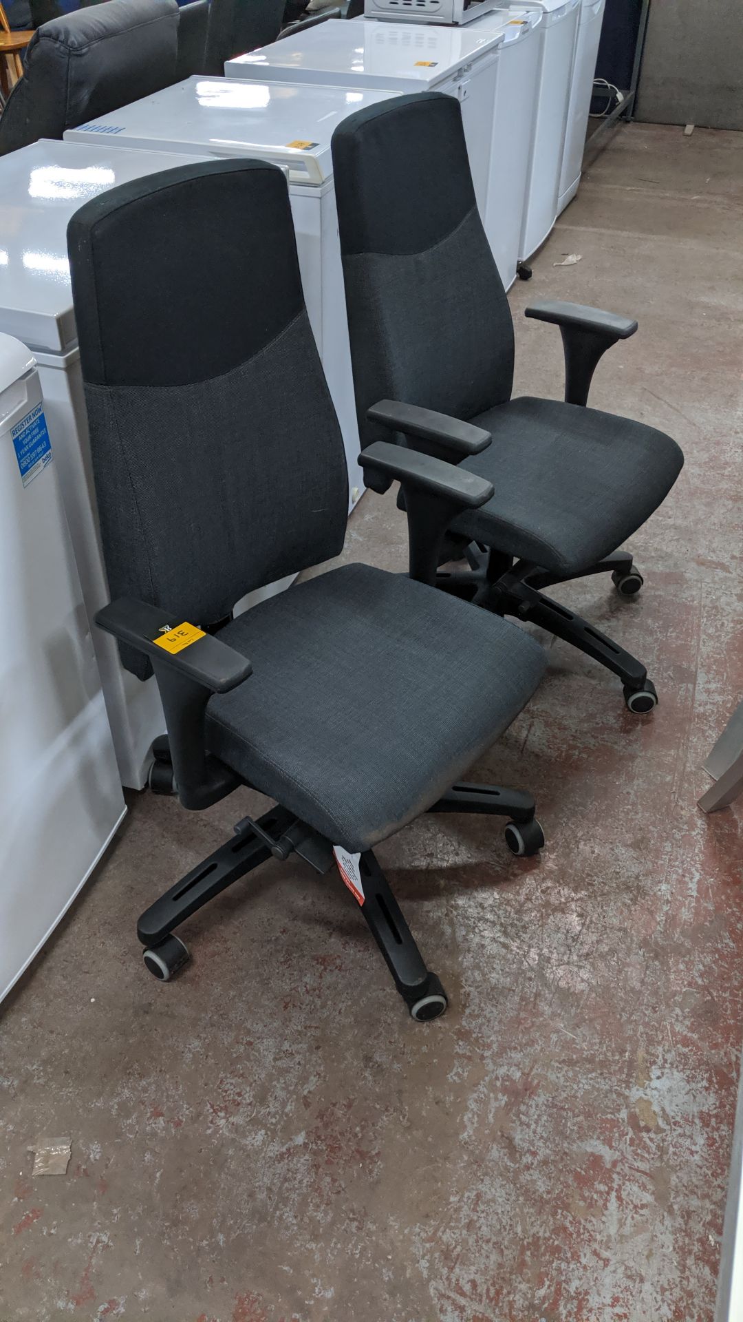 Pair of modern grey & black executive chairs with arms NB Lots 317 - 319 each consist of a pair of