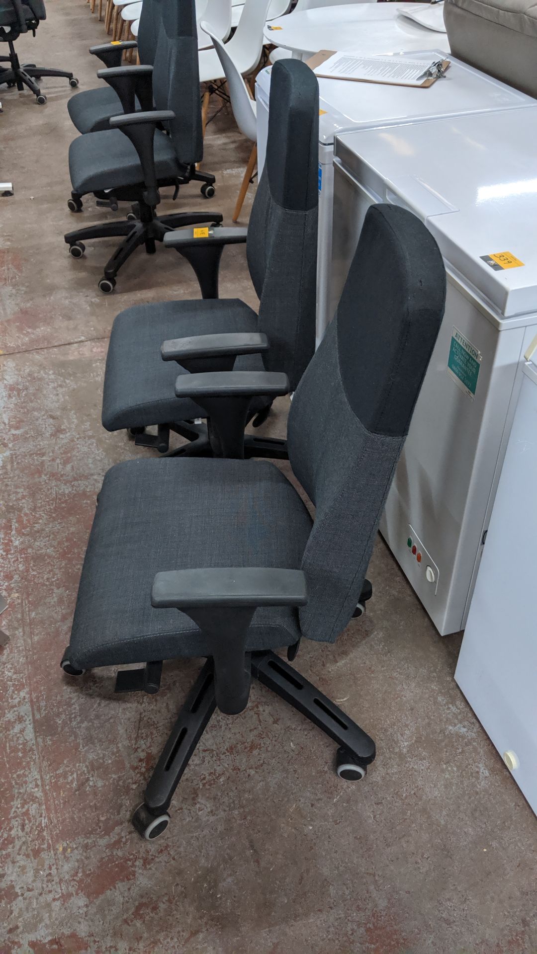 Pair of modern grey & black executive chairs with arms NB Lots 317 - 319 each consist of a pair of - Image 4 of 4