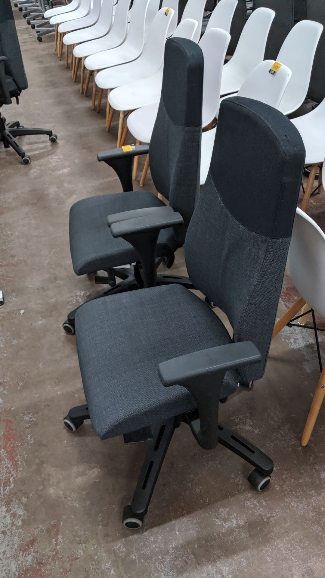 Pair of modern grey & black executive chairs with arms NB Lots 317 - 319 each consist of a pair of