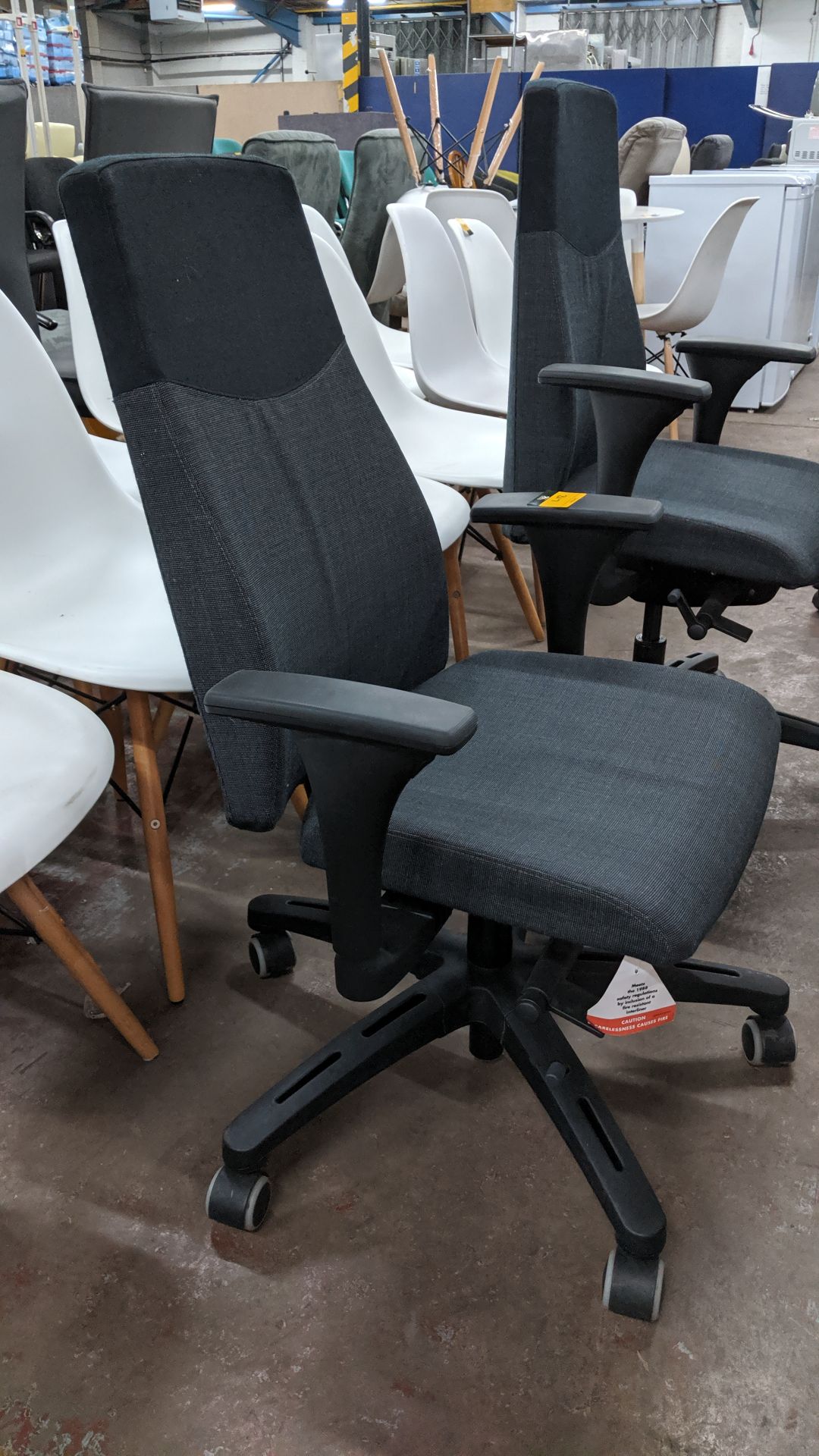 Pair of modern grey & black executive chairs with arms NB Lots 317 - 319 each consist of a pair of - Image 3 of 5