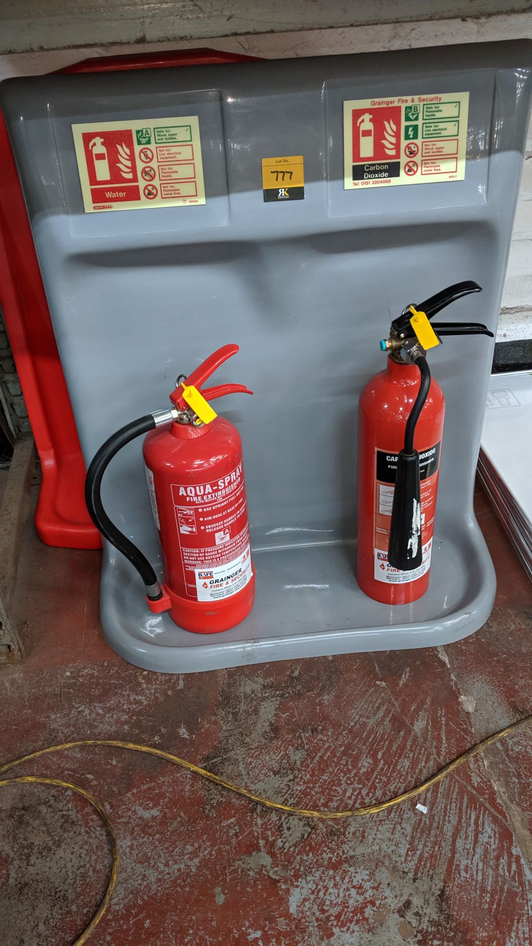 2 off fire extinguisher plastic bays/stands plus 2 off fire extinguishers. This is one of a large - Image 2 of 4