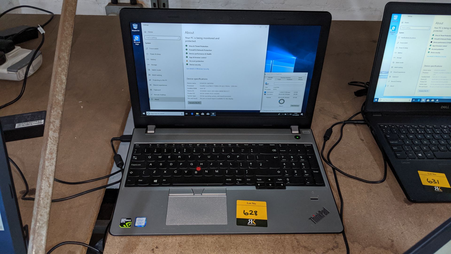 Lenovo ThinkPad notebook computer, Intel Core i7-7500u CPU @ 2.7GHz, 8Gb RAM, 256Gb SSD including - Image 4 of 8