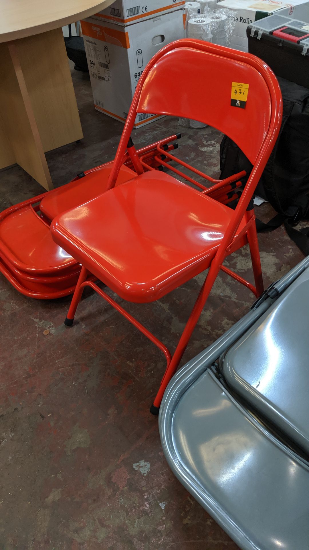 4 off red metal folding matching chairs. This is one of a large number of lots used/owned by One - Image 3 of 4