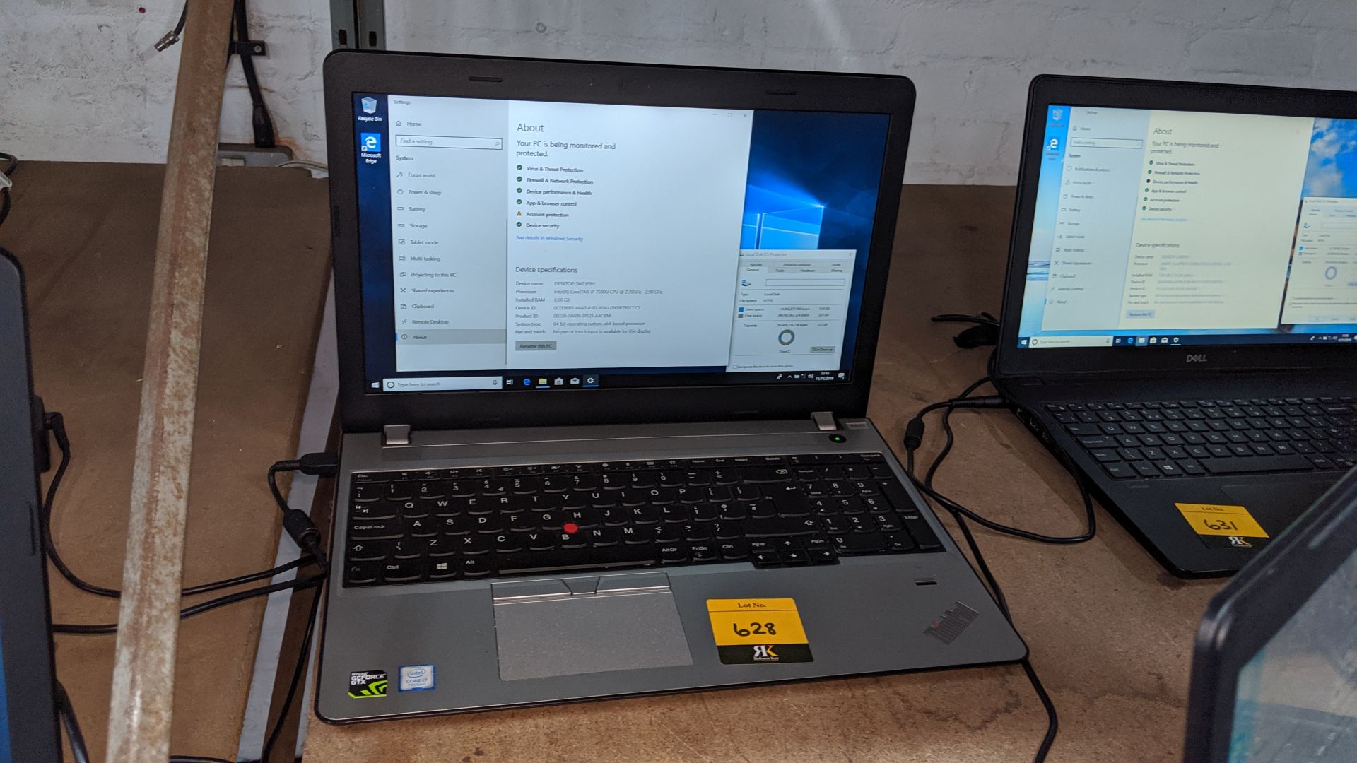 Lenovo ThinkPad notebook computer, Intel Core i7-7500u CPU @ 2.7GHz, 8Gb RAM, 256Gb SSD including