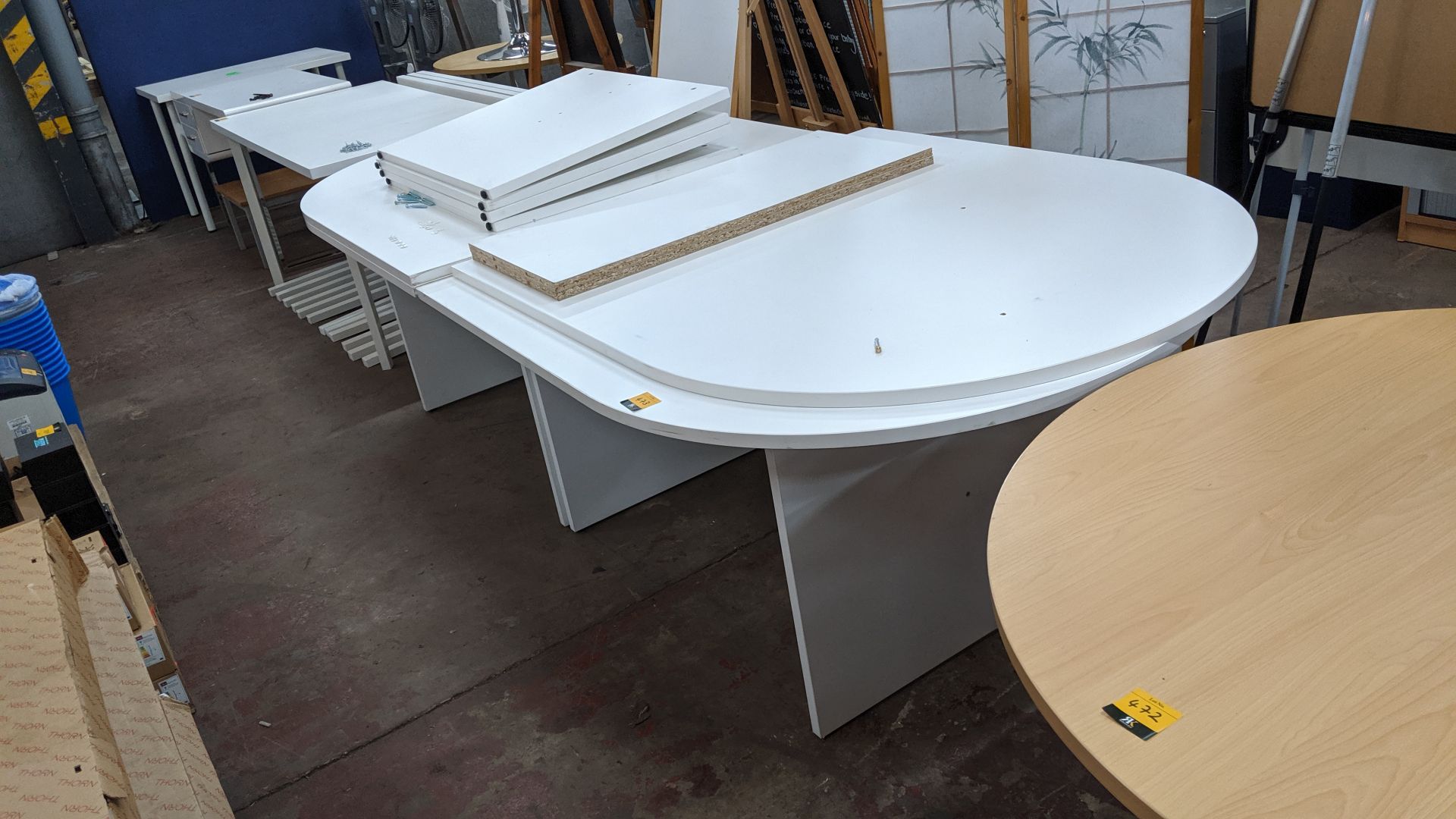 Pair of large oval meeting tables, one assembled & one unassembled, max. dimensions of complete - Image 2 of 9