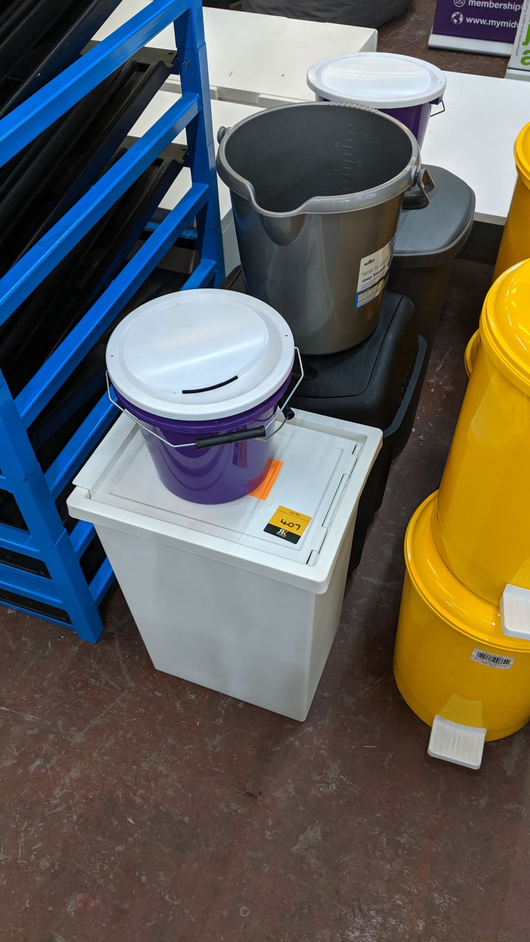 6 assorted bins & buckets. This is one of a large number of lots used/owned by One To One (North