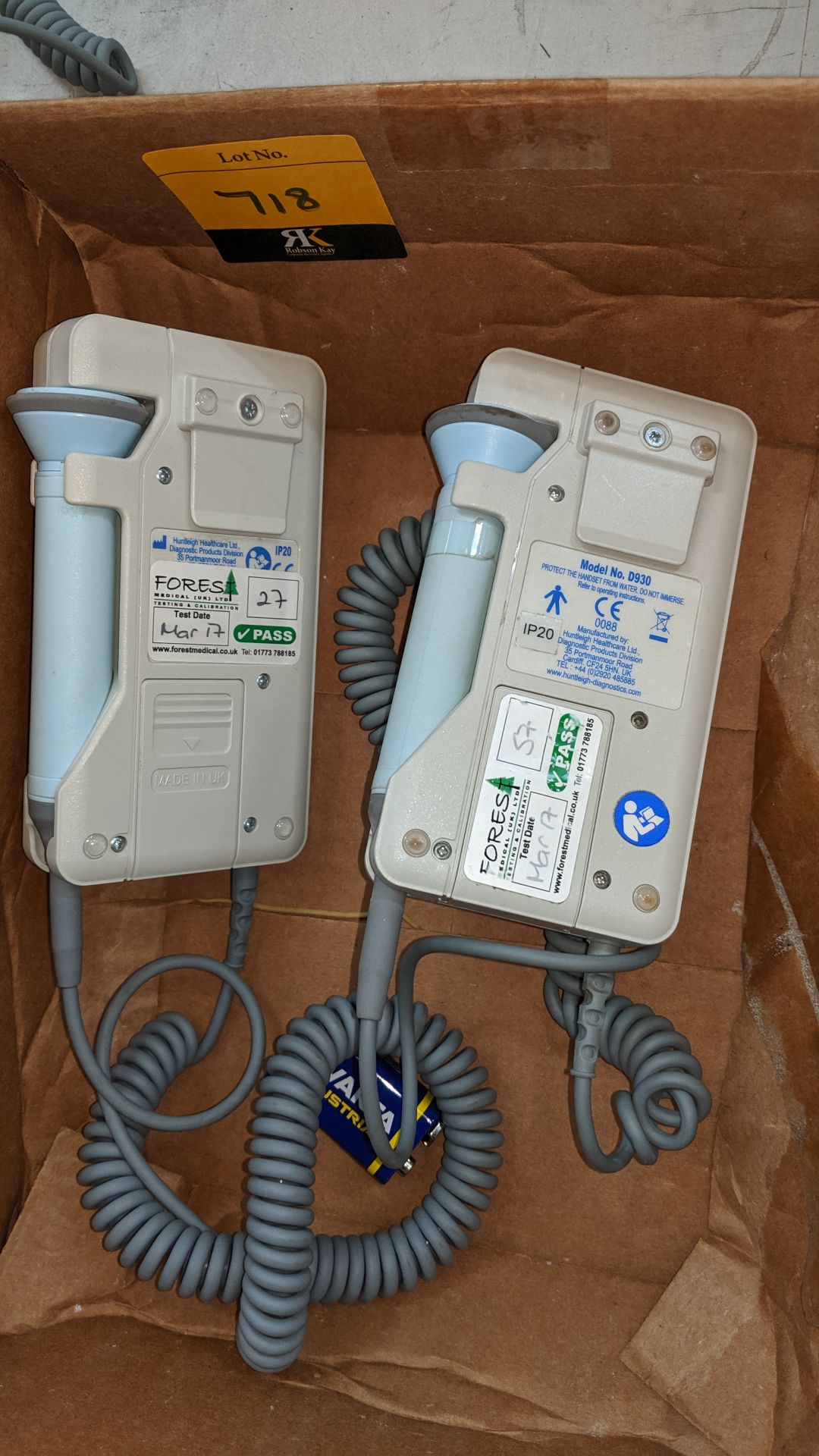 2 off Huntleigh Sonicaid D930 Fetal Doppler testers - in a box marked as being faulty. This is one - Image 4 of 4