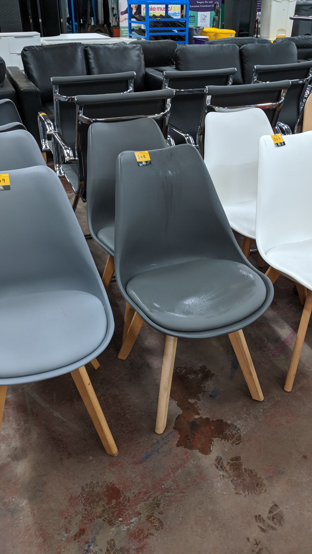 Pair of grey chairs on wooden legs with upholstered seat bases NB. Lots 347 - 349 consist of the - Image 2 of 4