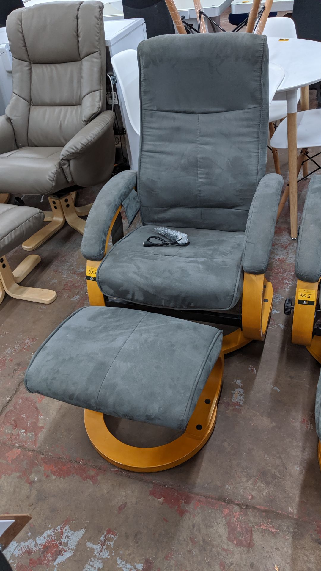 Electrically operated massage reclining chair with separate footstool & pocket for holding