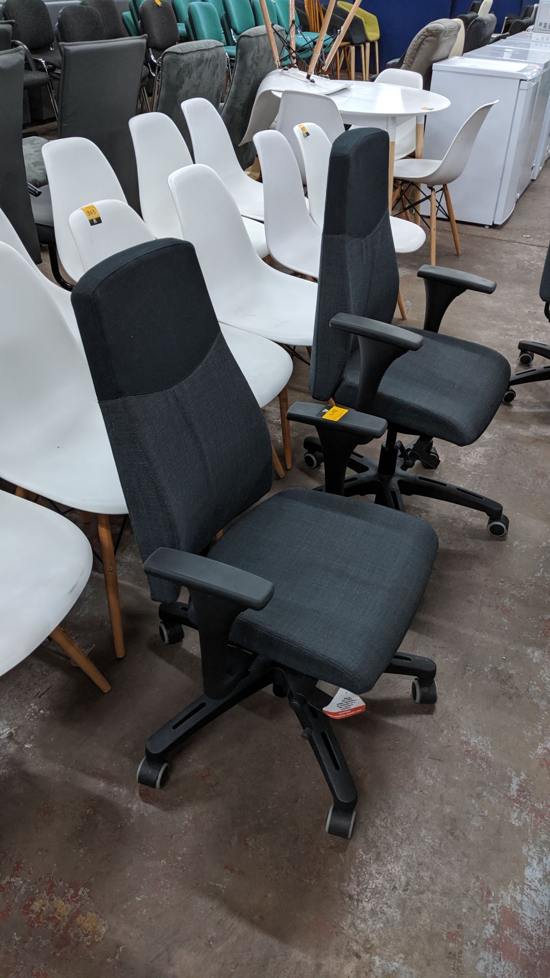 Pair of modern grey & black executive chairs with arms NB Lots 317 - 319 each consist of a pair of