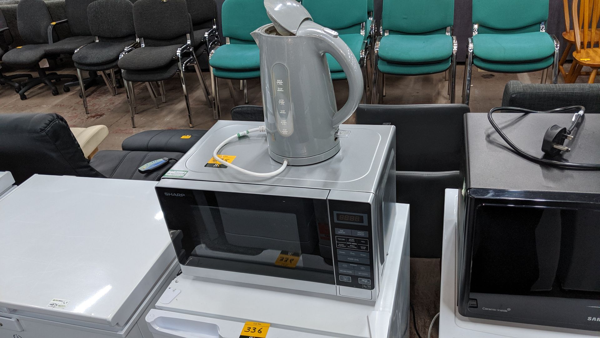 Sharp digital silver microwave plus grey/silver cordless kettle. This is one of a large number of