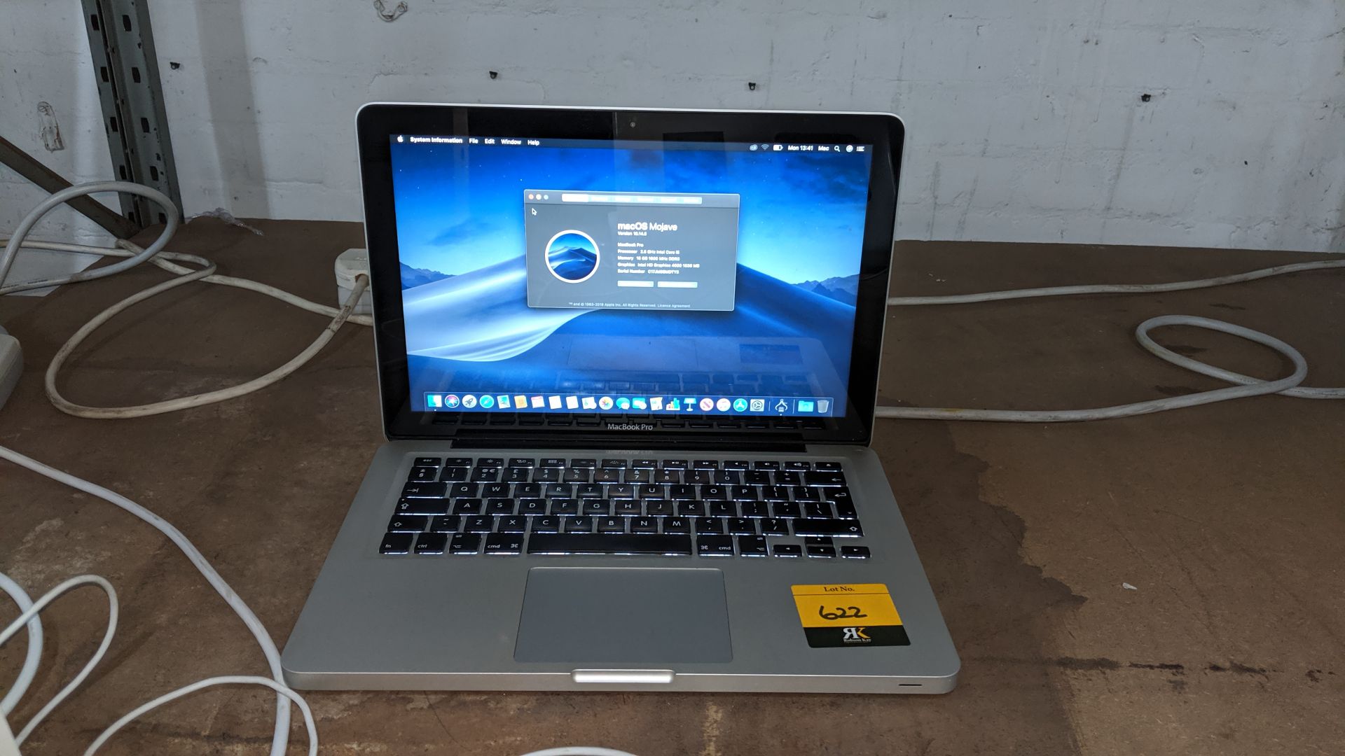 Apple MacBook Pro 9.2 silver notebook computer, Intel Core i5 @ 2.5GHz, 16Gb RAM, 500Gb HDD, 13.