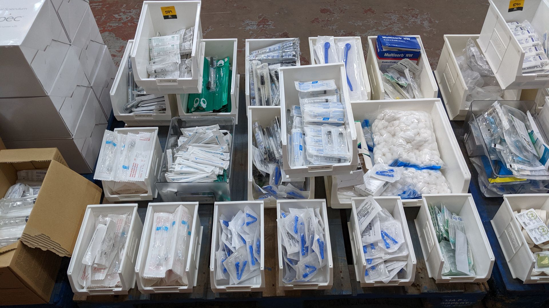 Contents of a pallet of medical supplies consisting of a large quantity of plastic bins & their - Image 2 of 11
