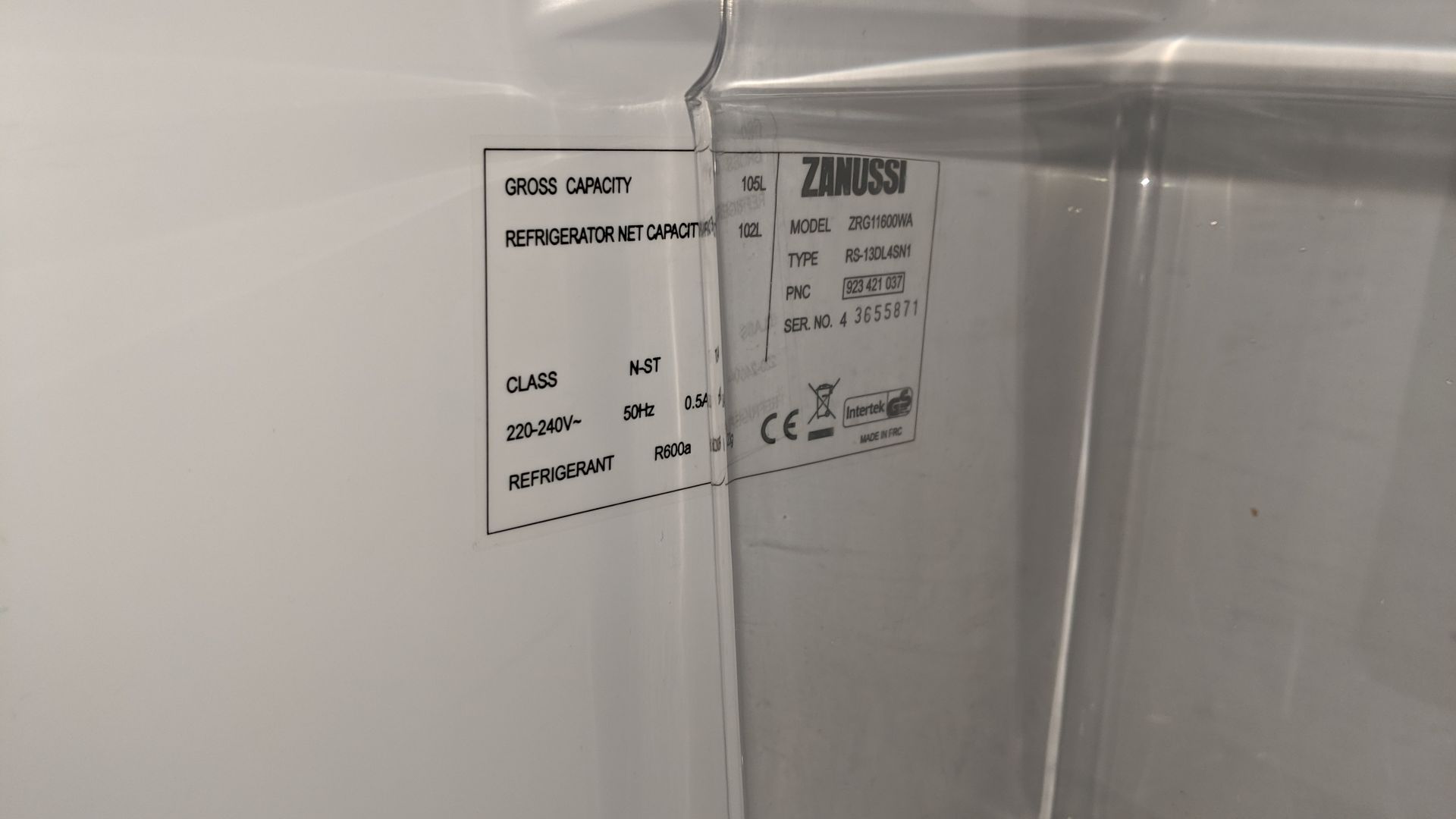 Zanussi undercounter fridge. This is one of a large number of lots used/owned by One To One (North - Image 4 of 4