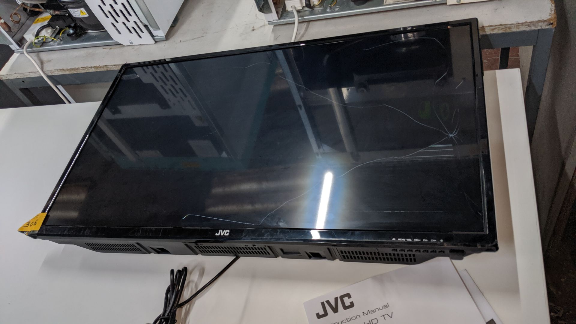 JVC 32" LED TV including remote control - understood to be broken. This is one of a large number