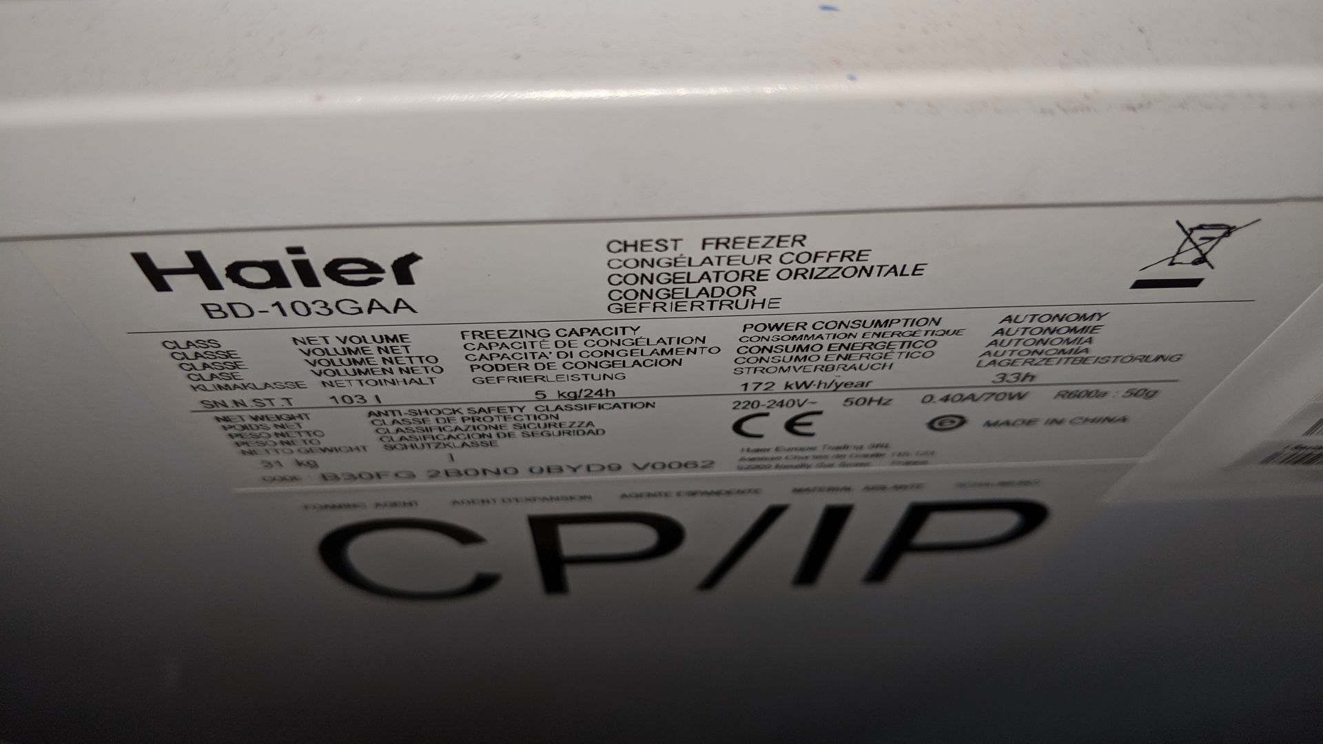 Haier compact chest freezer BD-103GAA. This is one of a large number of lots used/owned by One To - Image 5 of 5