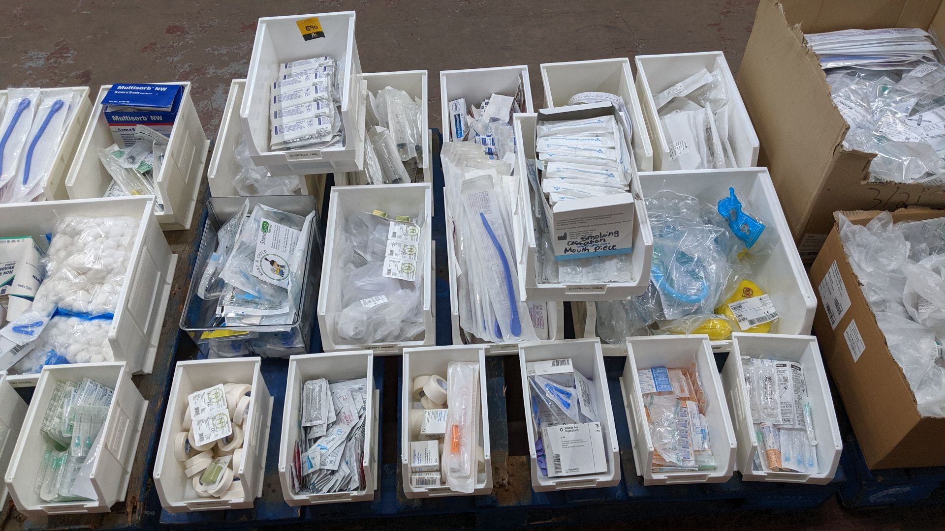 Contents of a pallet of medical supplies consisting of a large quantity of plastic bins & their - Image 2 of 10