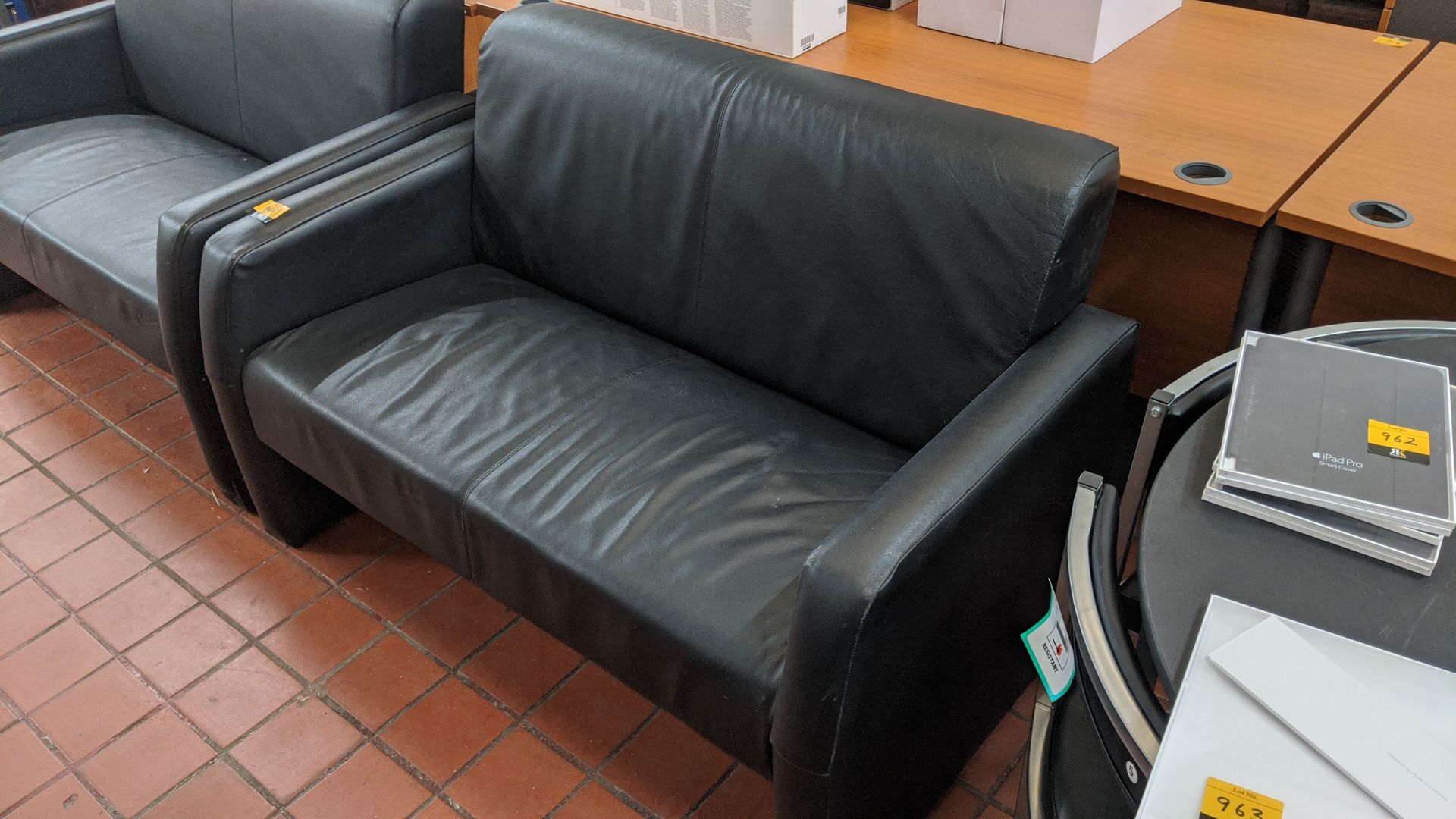 Pair of black leather-look sofas. This is one of a large number of lots in this sale being sold - Image 3 of 6