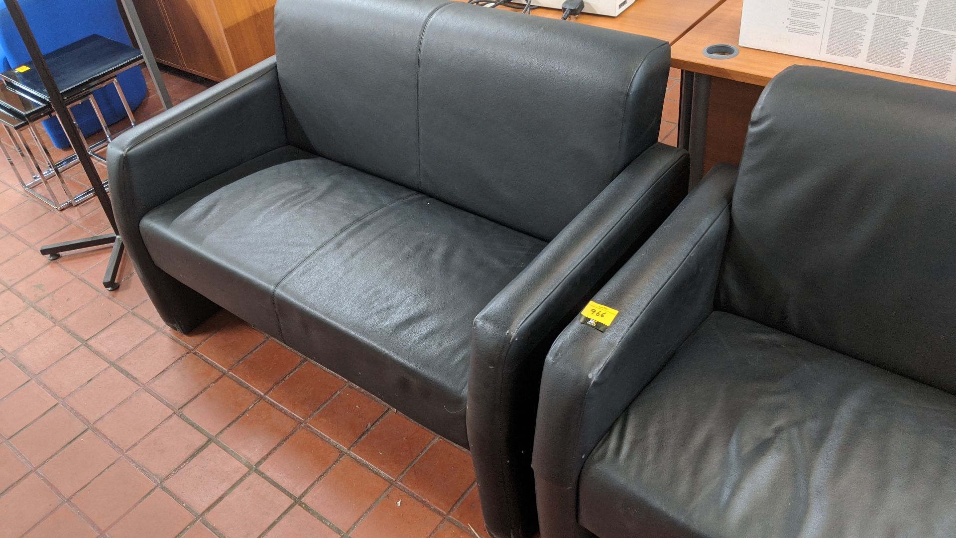 Pair of black leather-look sofas. This is one of a large number of lots in this sale being sold - Image 4 of 6