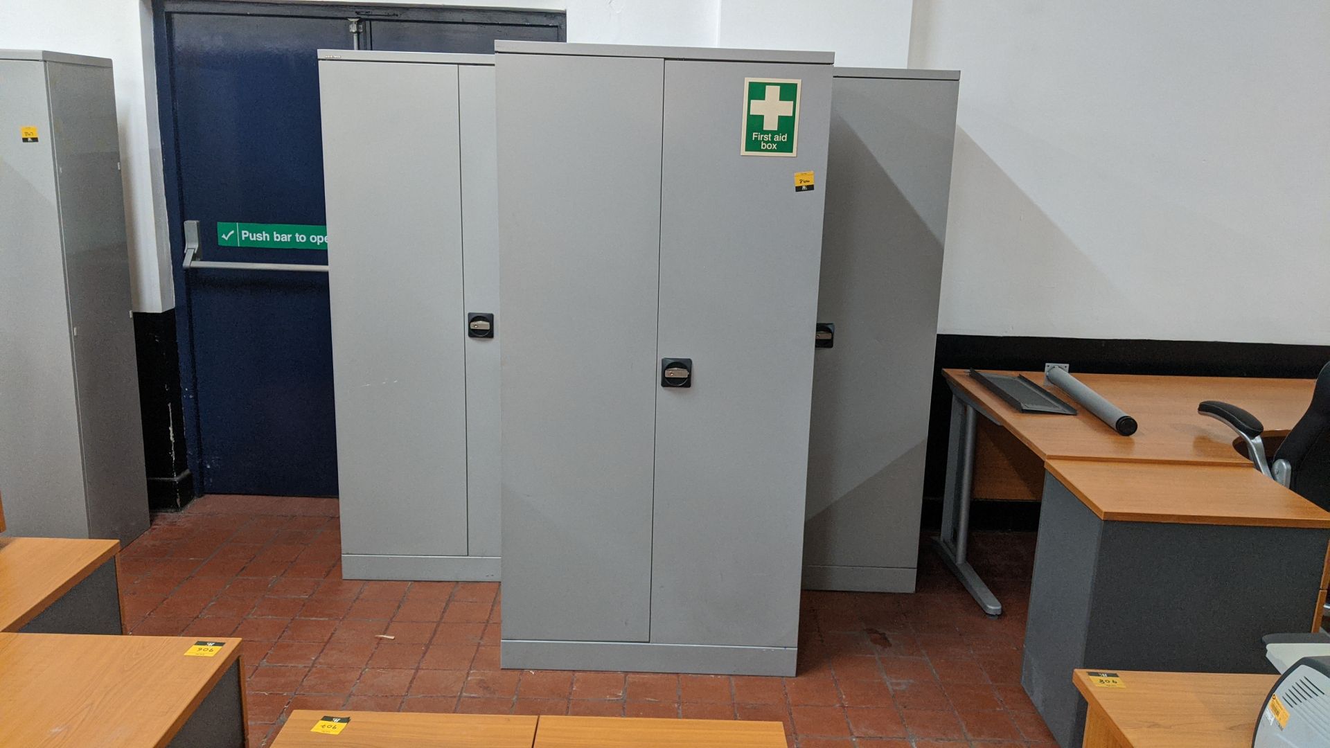 3 off grey metal tall stationery cupboards. This is one of a large number of lots in this sale being - Image 2 of 4