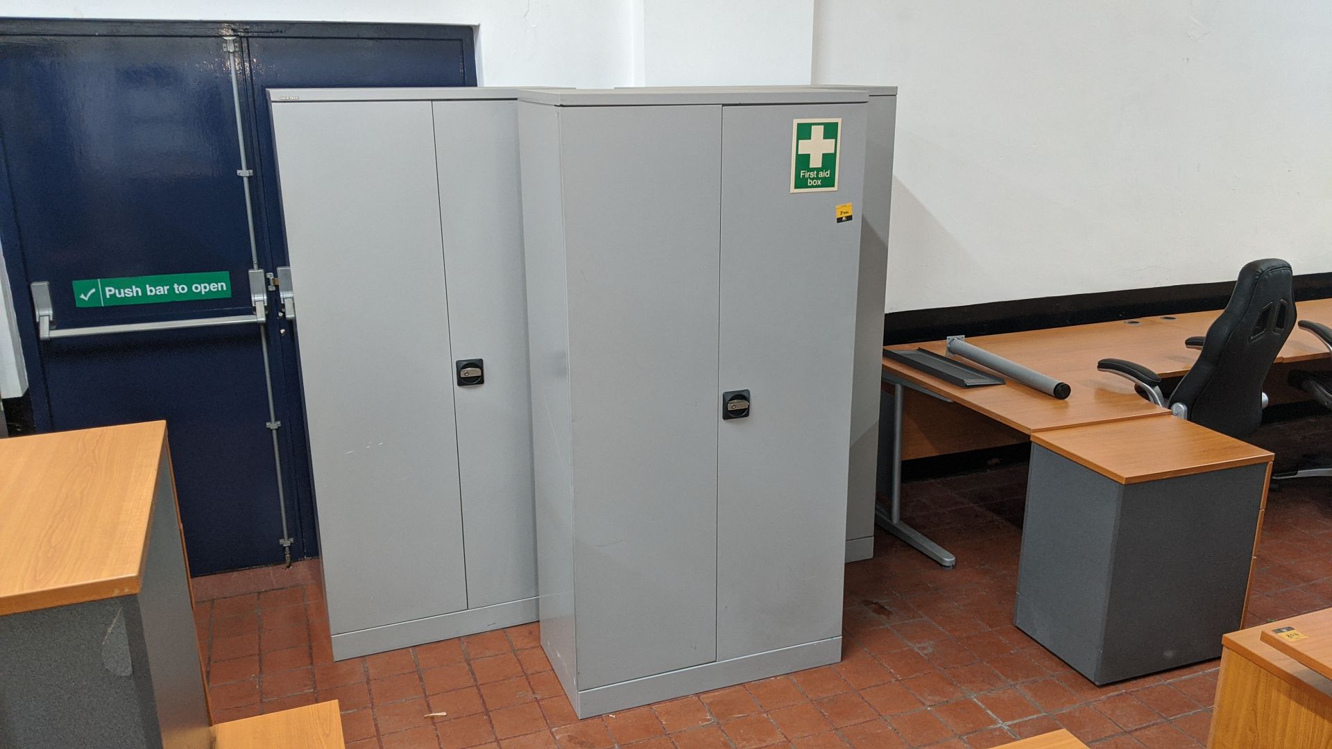 3 off grey metal tall stationery cupboards. This is one of a large number of lots in this sale being - Image 3 of 4