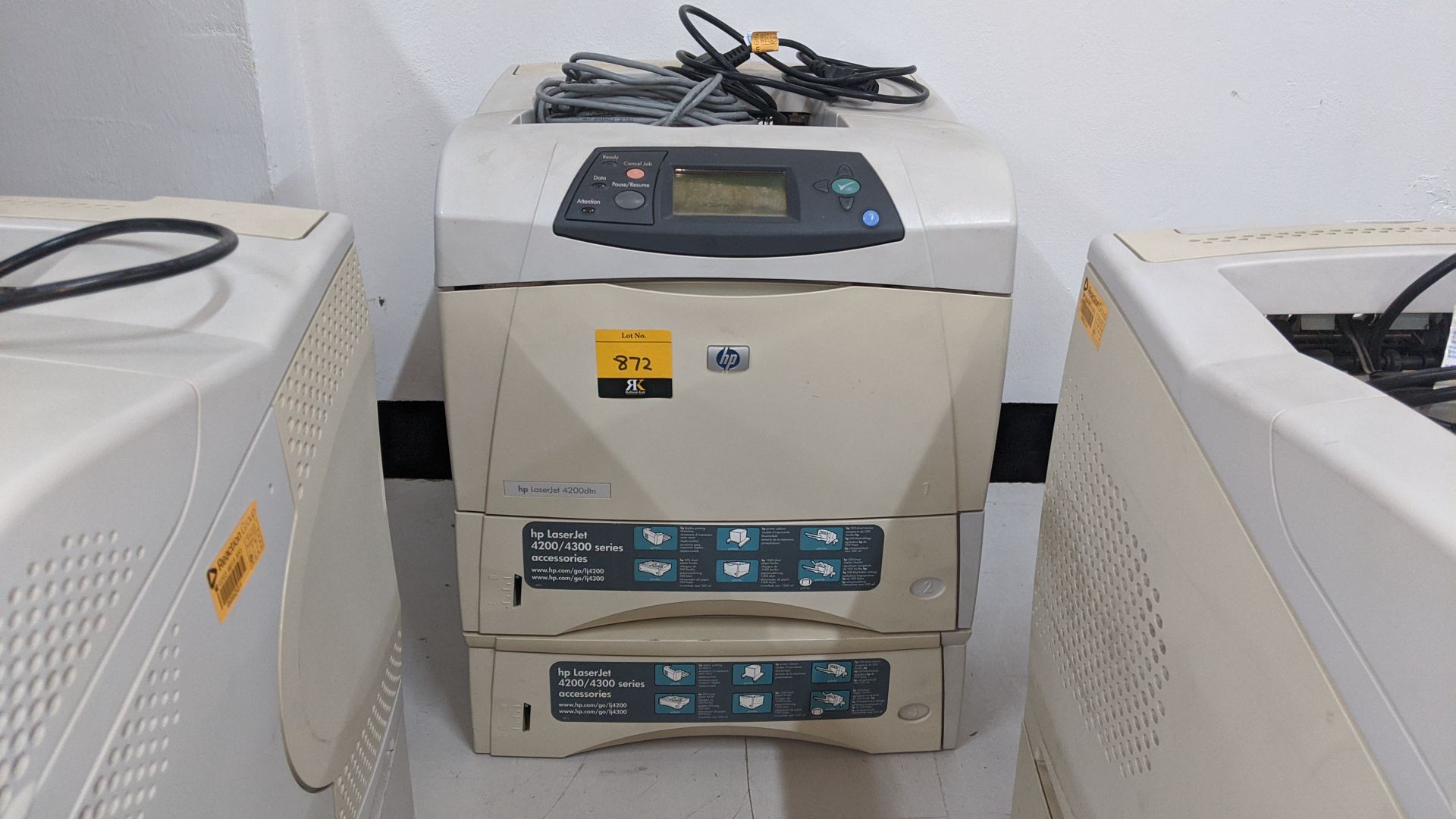 HP LaserJet 4200DTN printer including a total of 2 paper cassettes. This is one of a large number of - Image 2 of 3