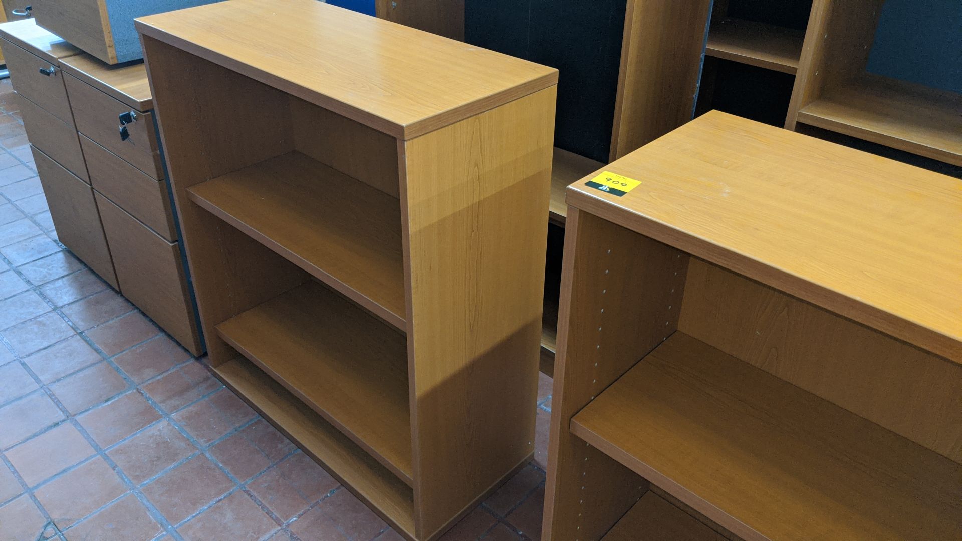 2 off small open front wooden bookcases to match the bulk of the other office furniture in this - Image 4 of 4