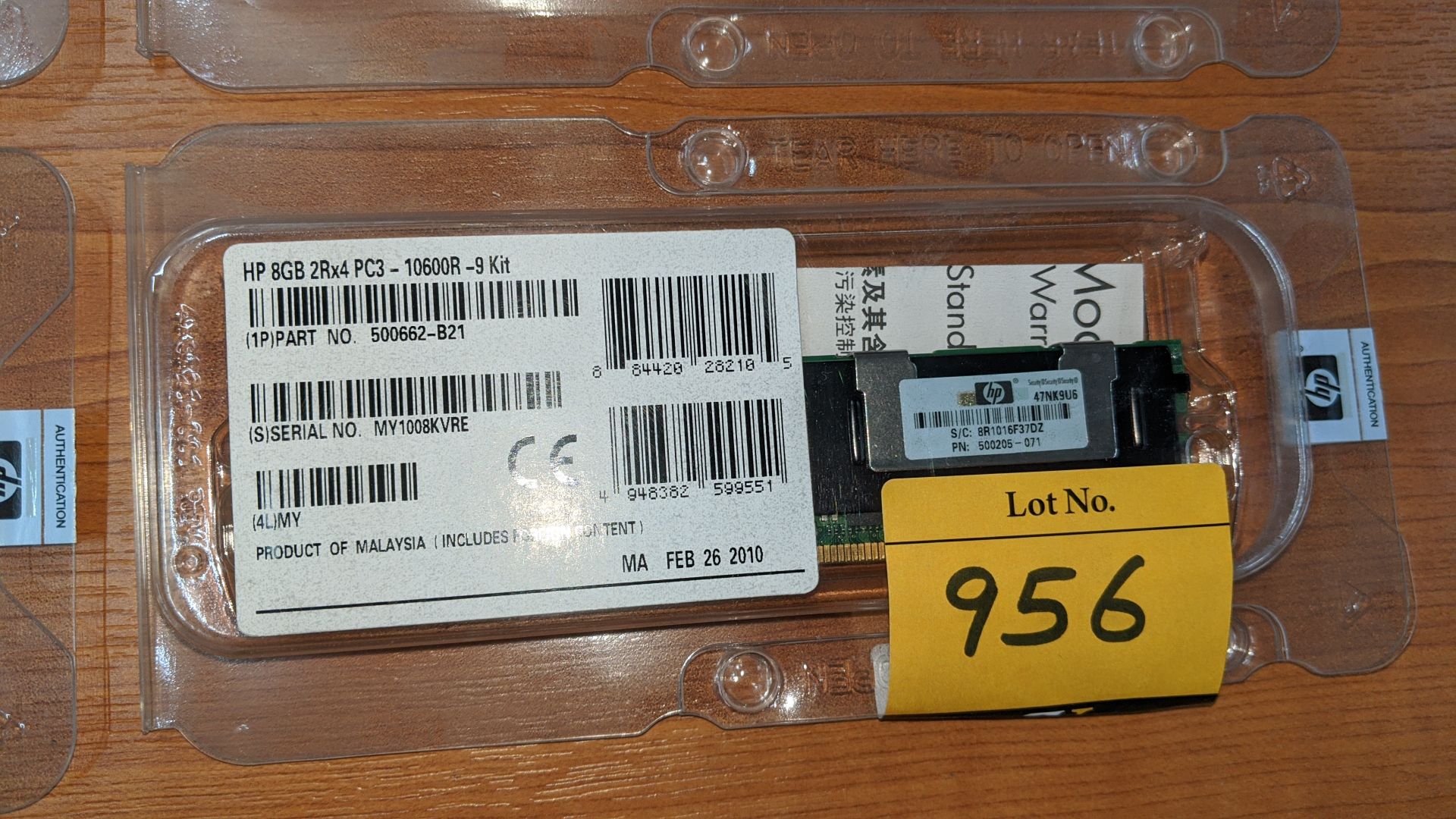 6 off HP 8Gb memory upgrade kits, part number 500662-B21 (black). This is one of a large number of - Image 3 of 5