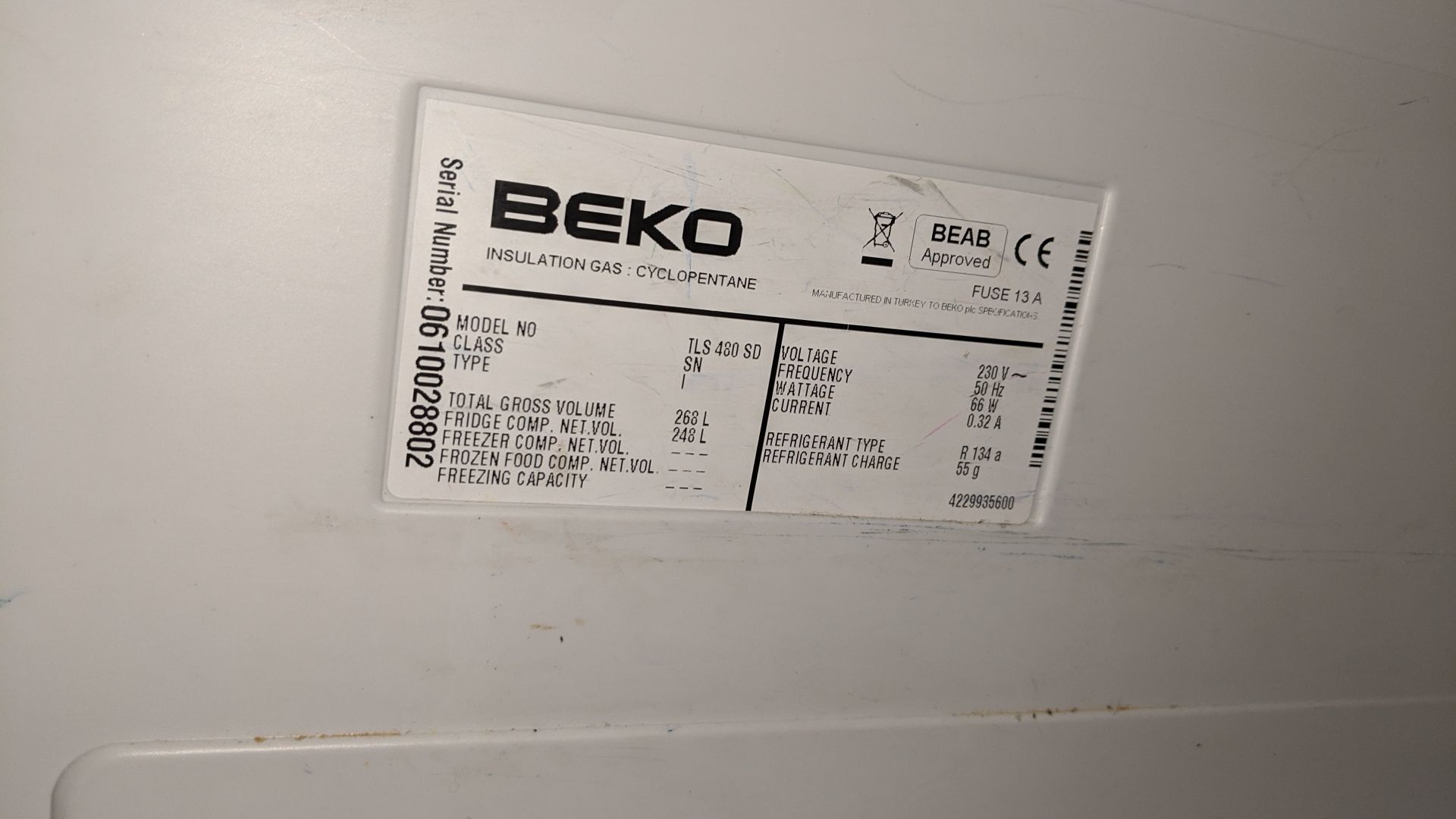 Beko silver tall domestic fridge. This is one of a large number of lots in this sale being sold - Image 5 of 5