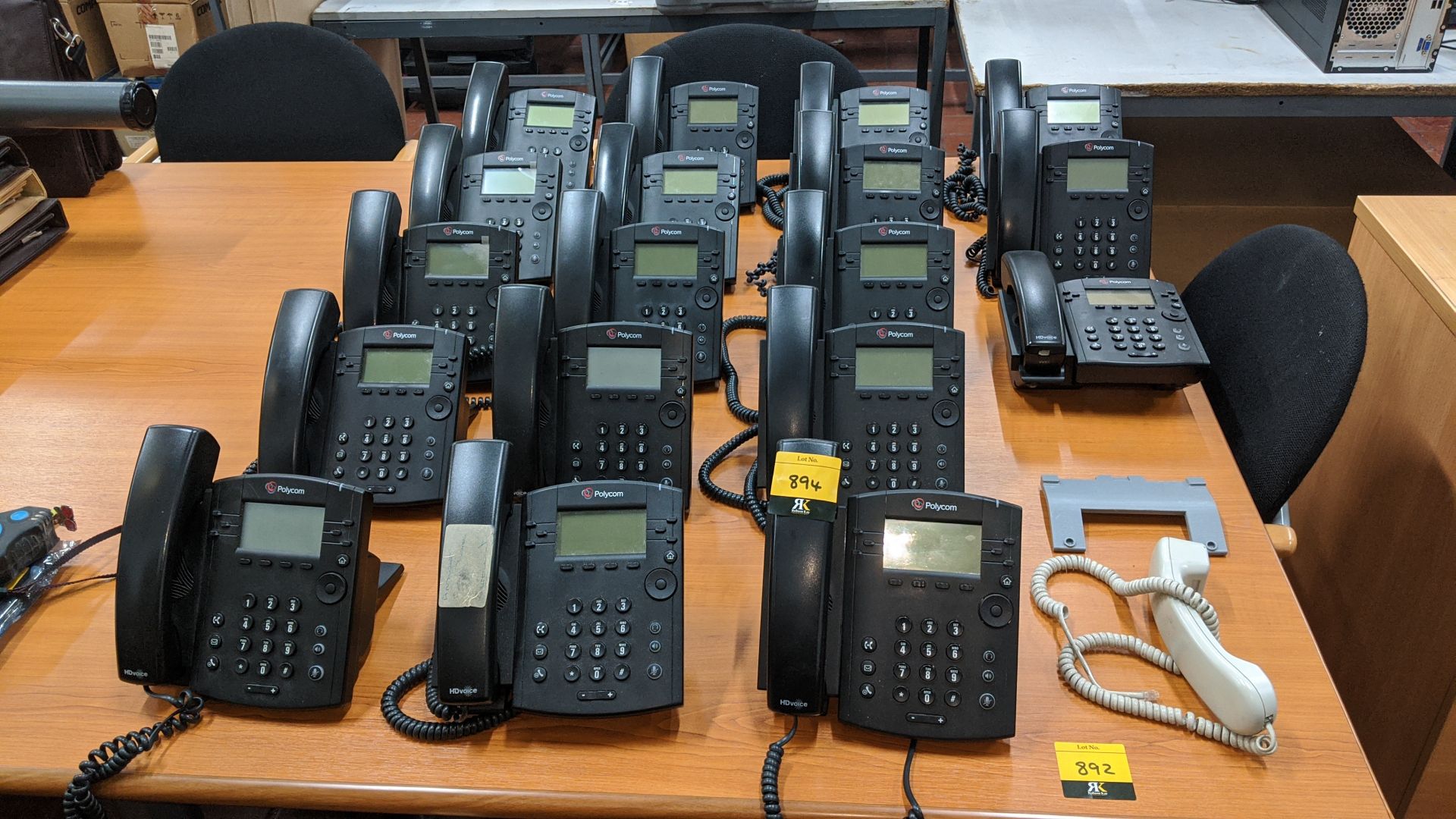 18 off Polycom telephone handsets model VVX300 plus 1 additional handset . This is one of a large