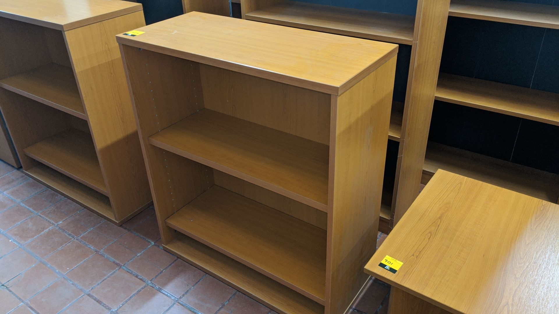 2 off small open front wooden bookcases to match the bulk of the other office furniture in this - Image 3 of 4