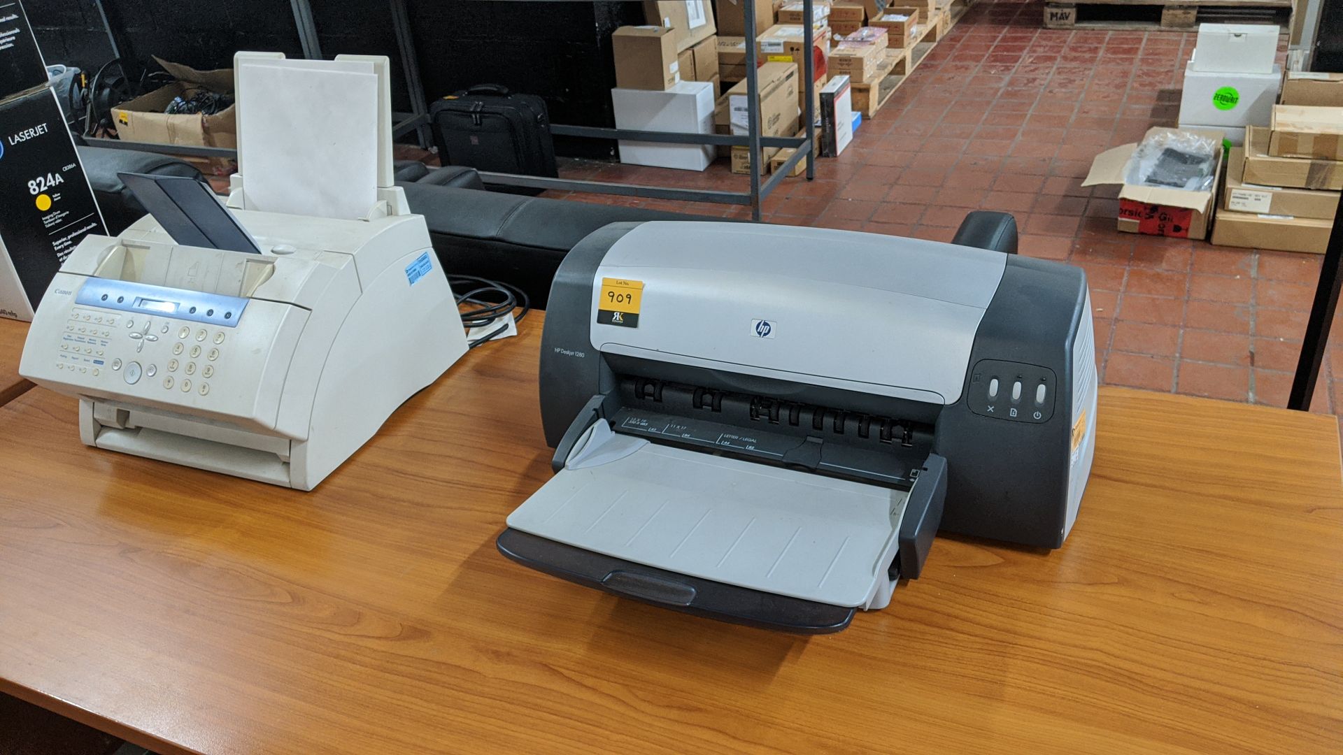 Mixed IT lot comprising HP DeskJet 1280 printer plus Canon Super G3 Fax-L220 fax machine. This is
