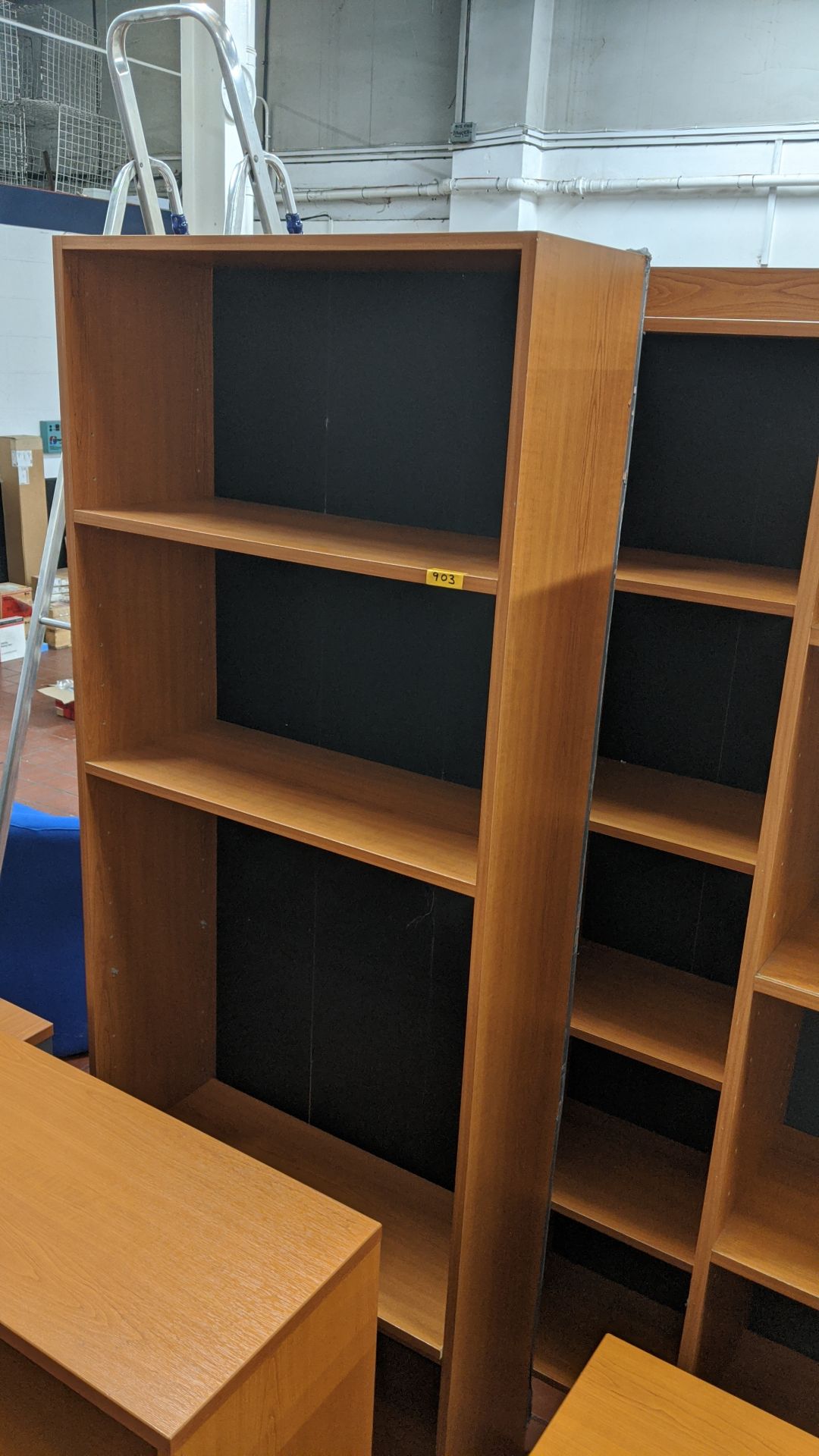 2 off open front wooden bookcases to match the bulk of the other office furniture in this sale. This