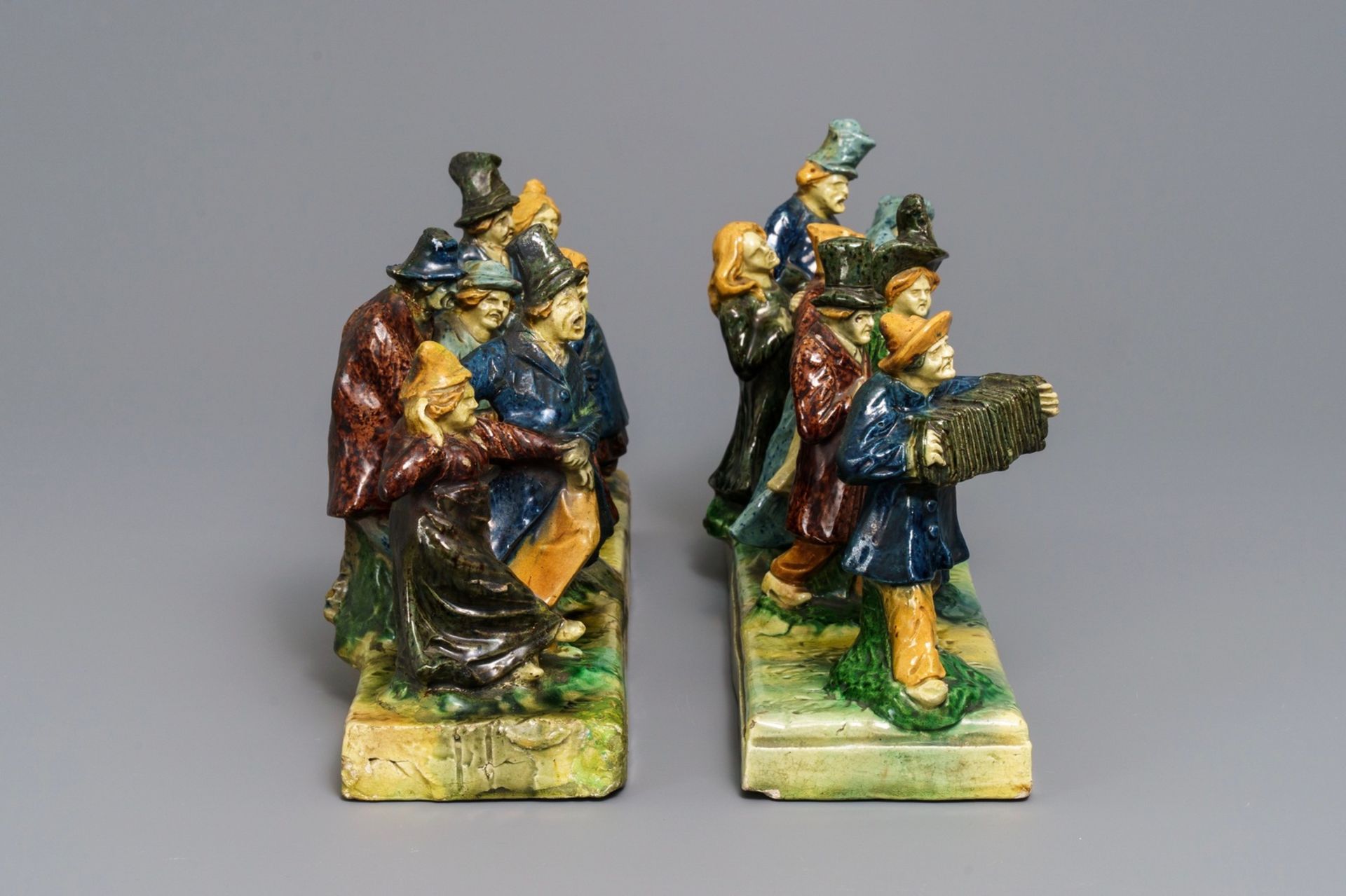 Two Flemish pottery groups, prob. Torhout, early 20th C. - Image 6 of 7