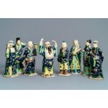 A Chinese 'Eight Immortals' set of enamelled biscuit figures, Republic, 20th C.