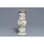 A Chinese famille rose 'rice production' vase, Kangxi mark, 19th C.