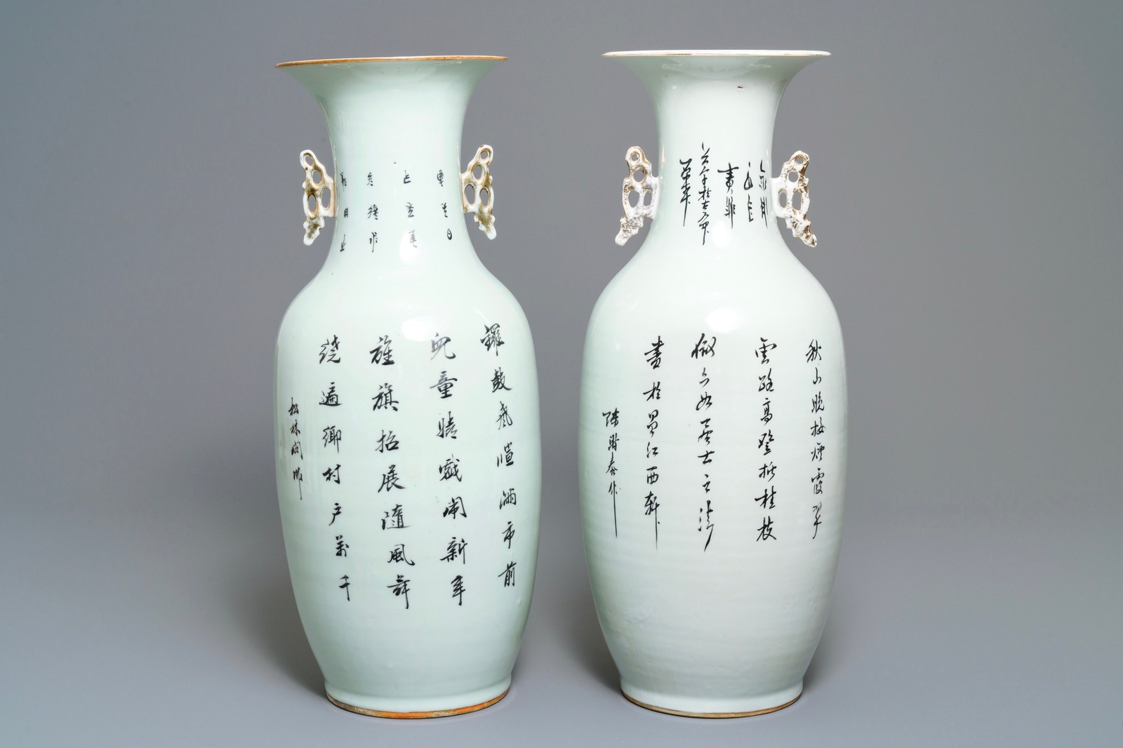 Two Chinese famille rose vases with playing boys, 19/20th C. - Image 3 of 4