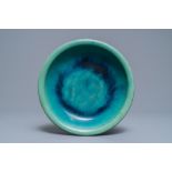 A Chinese Shiwan flambŽ-glazed turquoise and blue dish, 18/19th C.