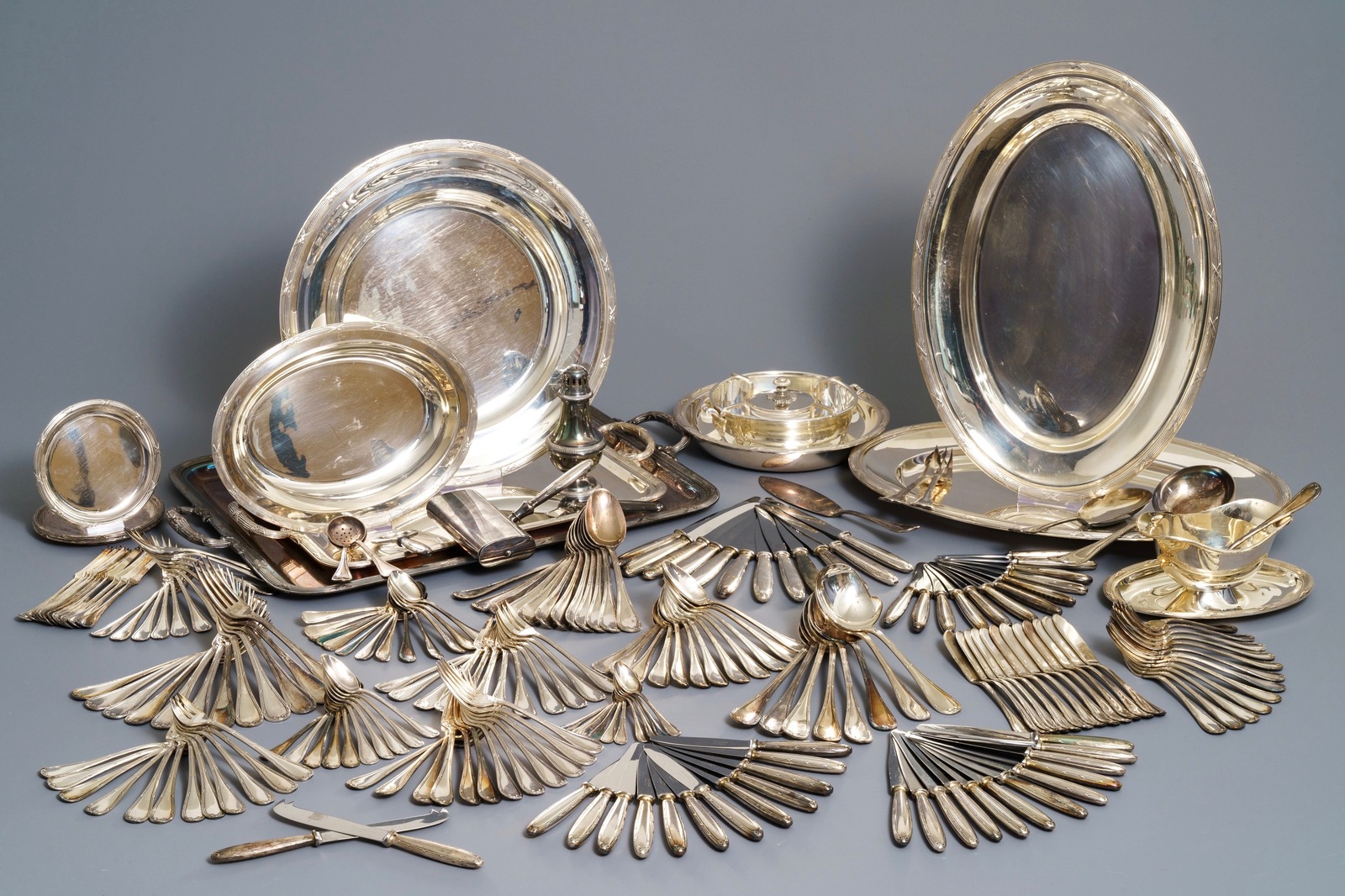 A collection of silver-plated cutlery and tableware, Christofle, France, 20th C.