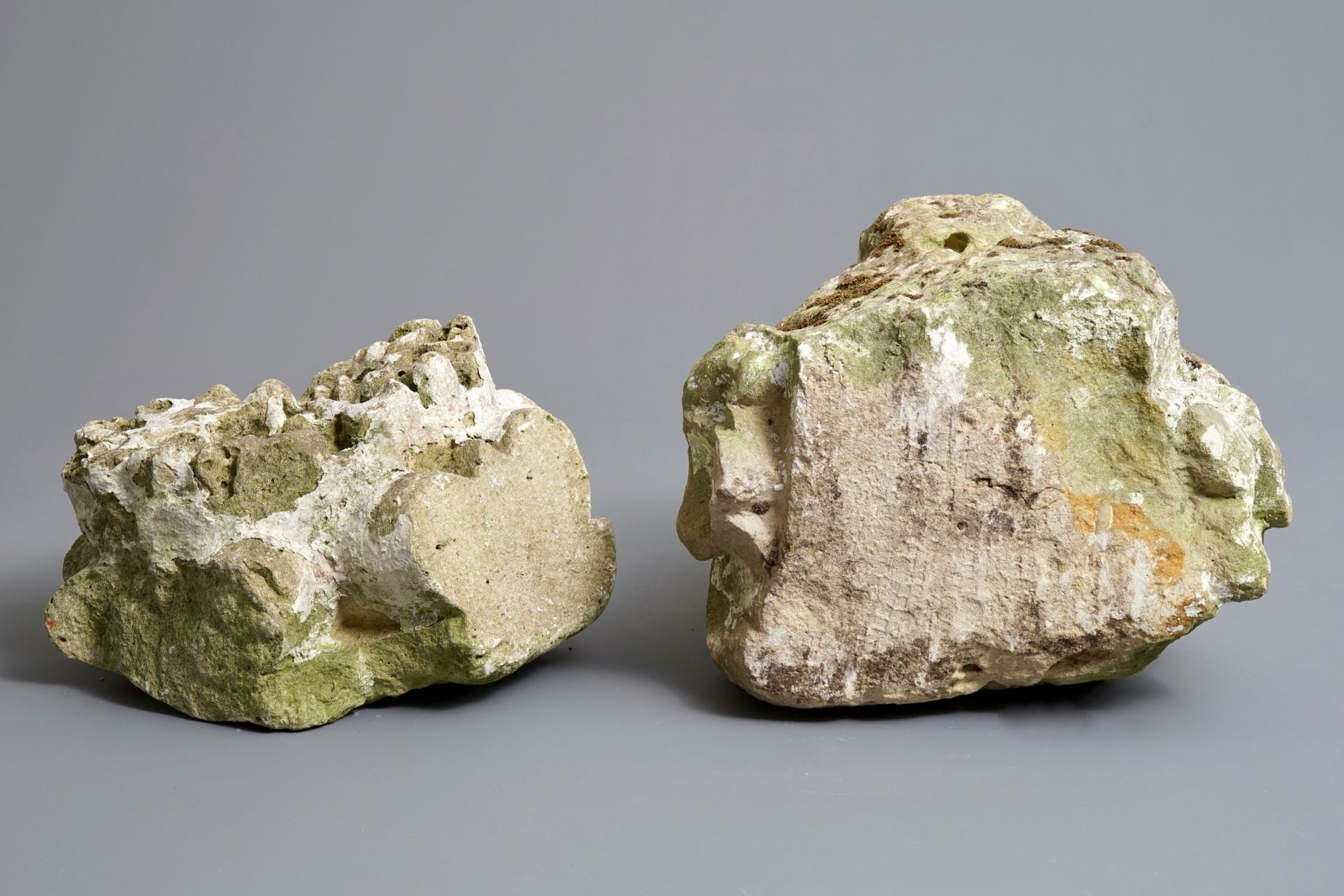 Two carved stone pillar or facade fragments, 17/18th C. - Image 4 of 6