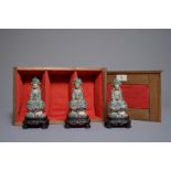 Three Chinese enamel on biscuit figures of Buddha, 19/20th C.