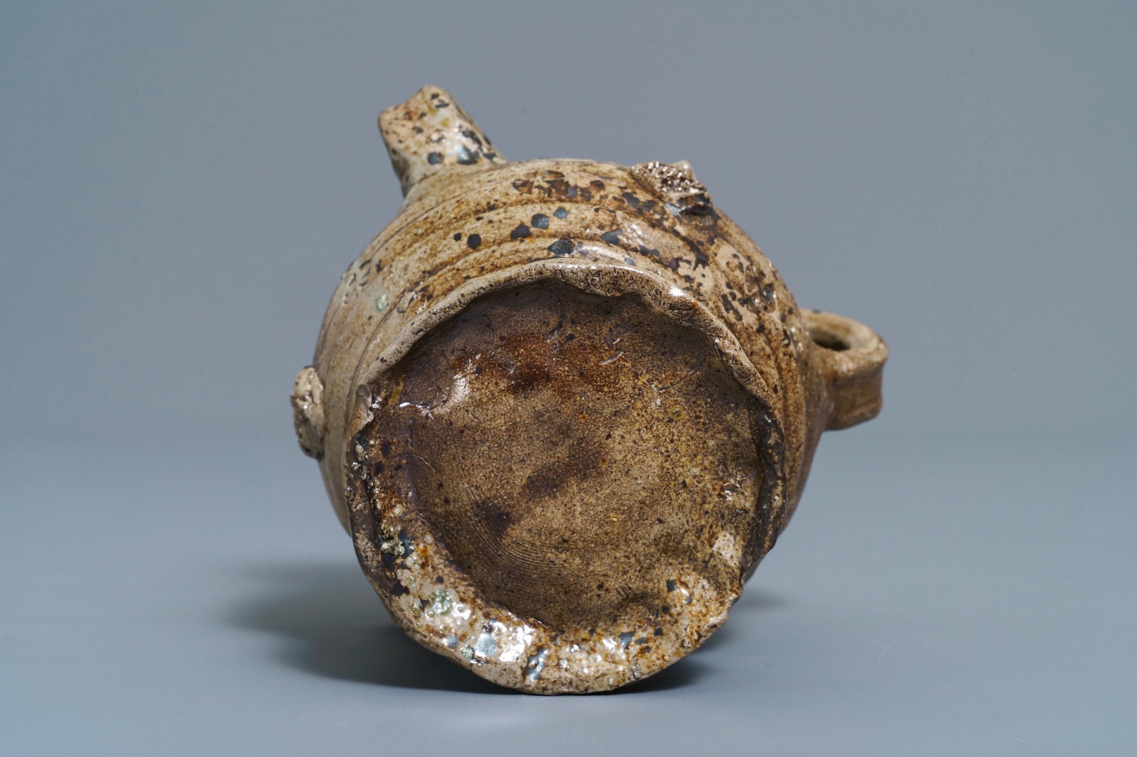 A rare German stoneware pointed nose jug, Raeren, 1st half 16th C. - Image 5 of 6