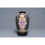 A large Chinese Thai market Bencharong ginger jar, 19/20th C.