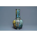 An octagonal Chinese famille rose bottle vase, 19th C.